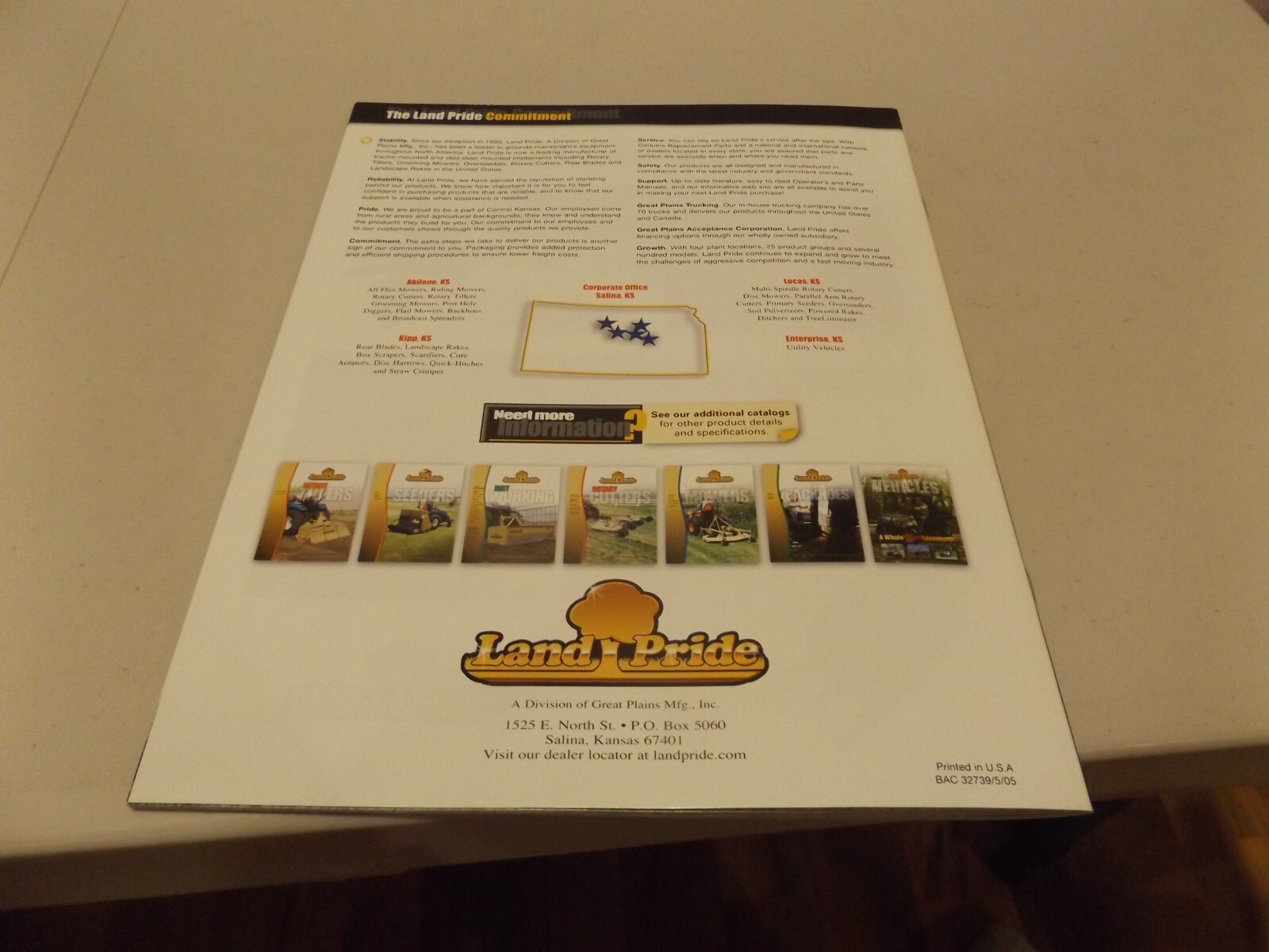 LAND PRIDE PRODUCT GUIDE, Mowers, Cutters, Seeders Etc, LIT # BAC 32739 5/05