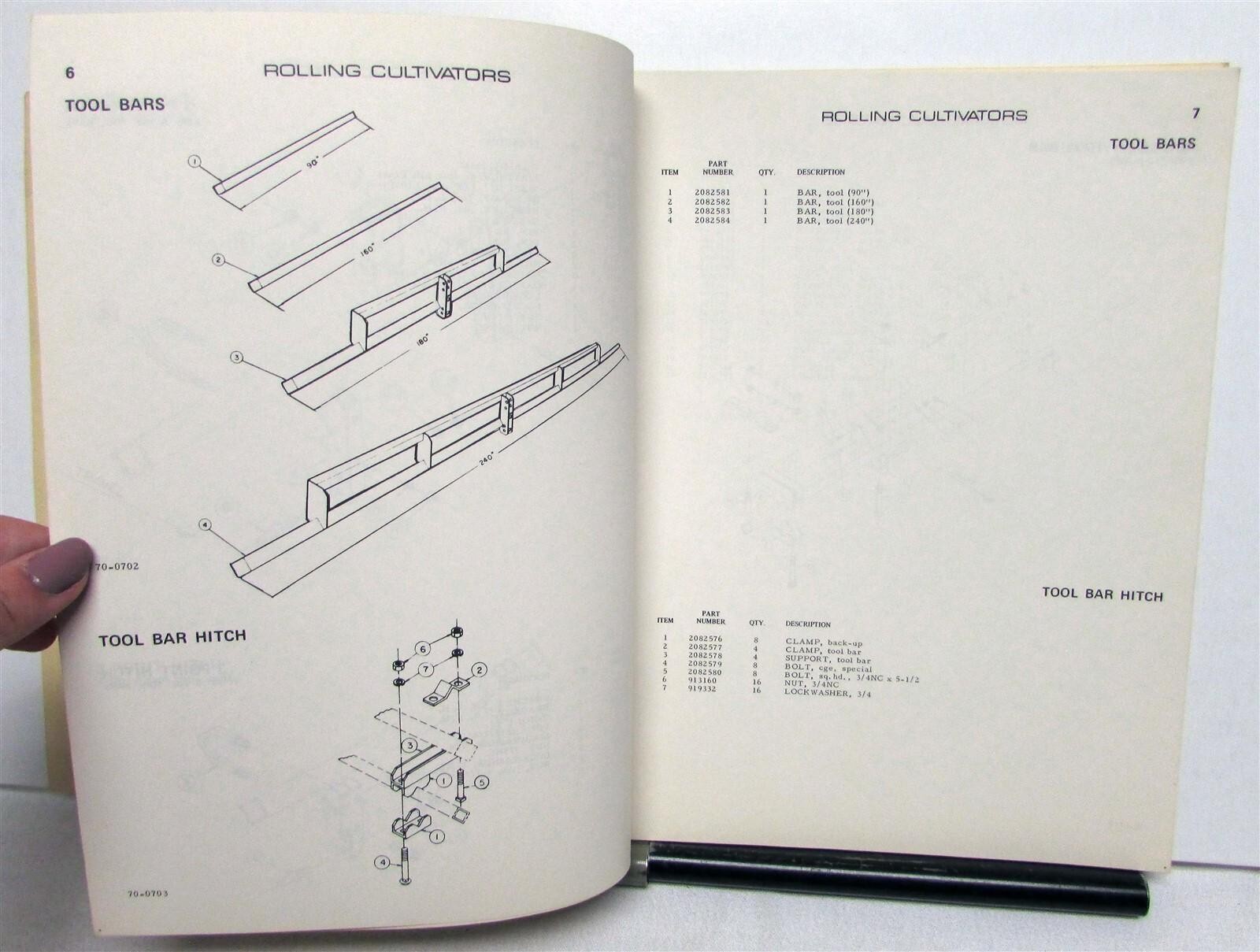 1970 Allis Chalmers Rolling Cultivators Series 100/200 Specs Parts Catalog
