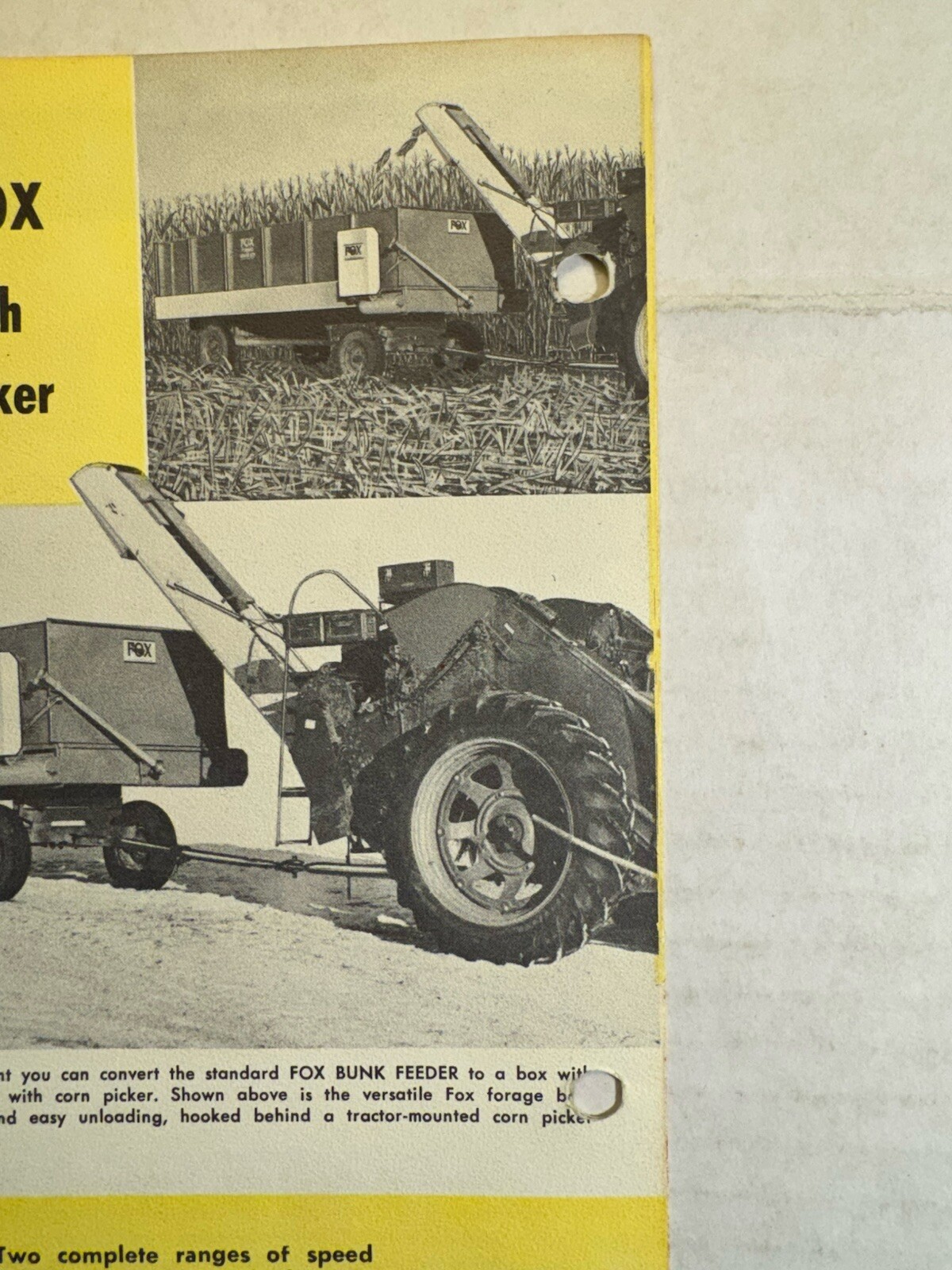 Vintage Fox Hi-Capacity Forage & Grain Box Brochure Appleton Wisconsin