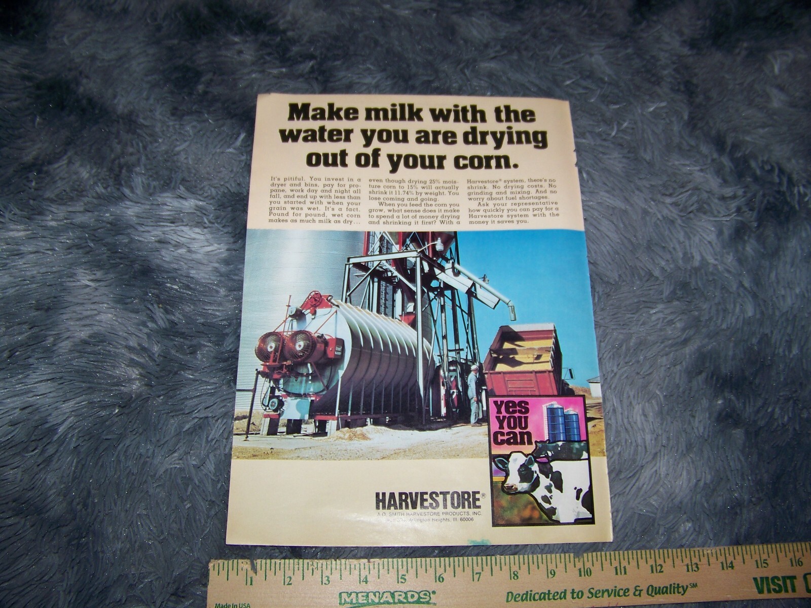 Harvestore Farm / Agricultural Print Ad from Magazine Vintage 1977
