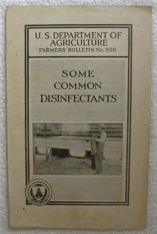 1926 Farm Disinfectants, Formaldehyde, Lime, USDA Ag, Farmers Bulletin Booklet