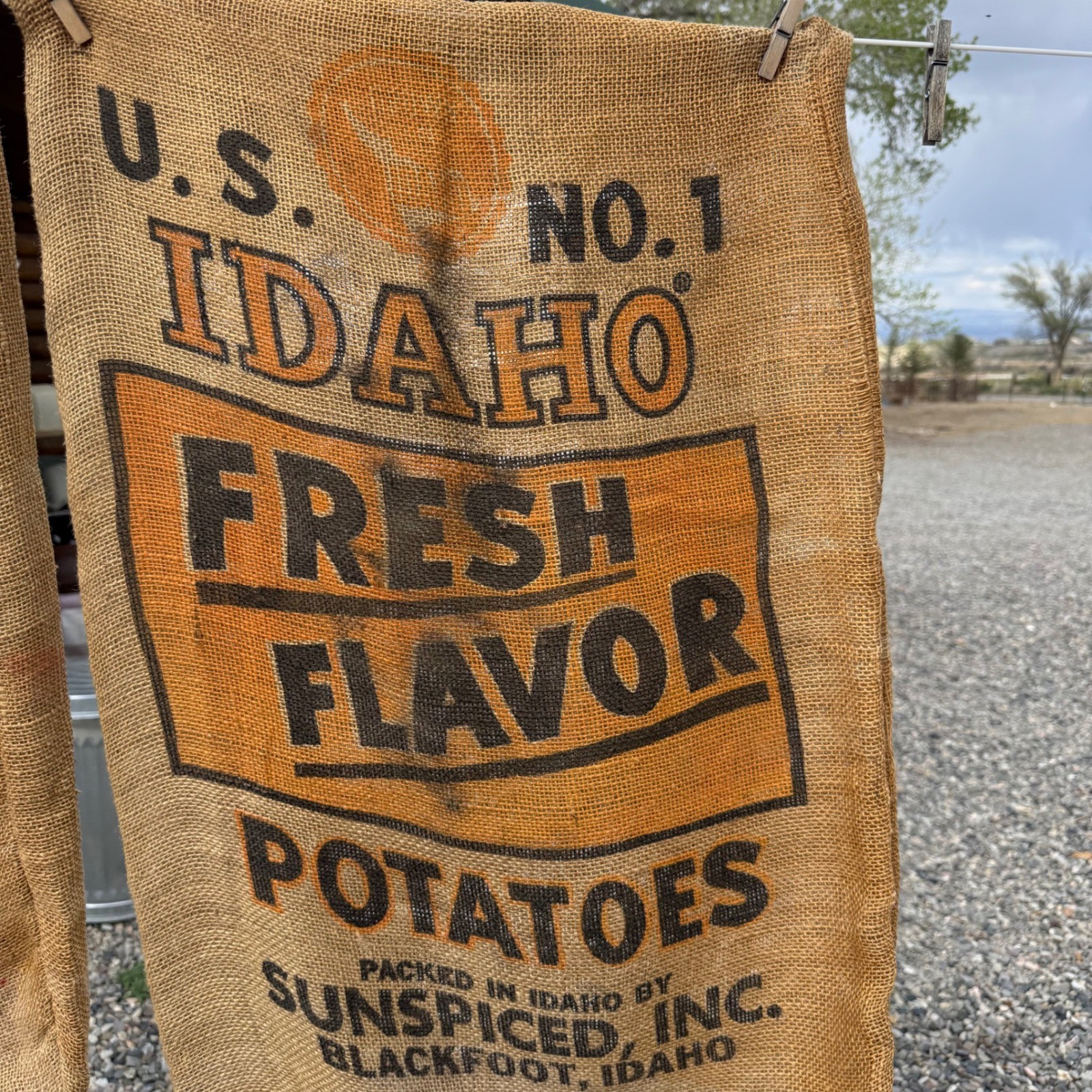 Sunspiced Potato Sack Brown Idaho Fresh Flavor Vintage Burlap Jute Bag