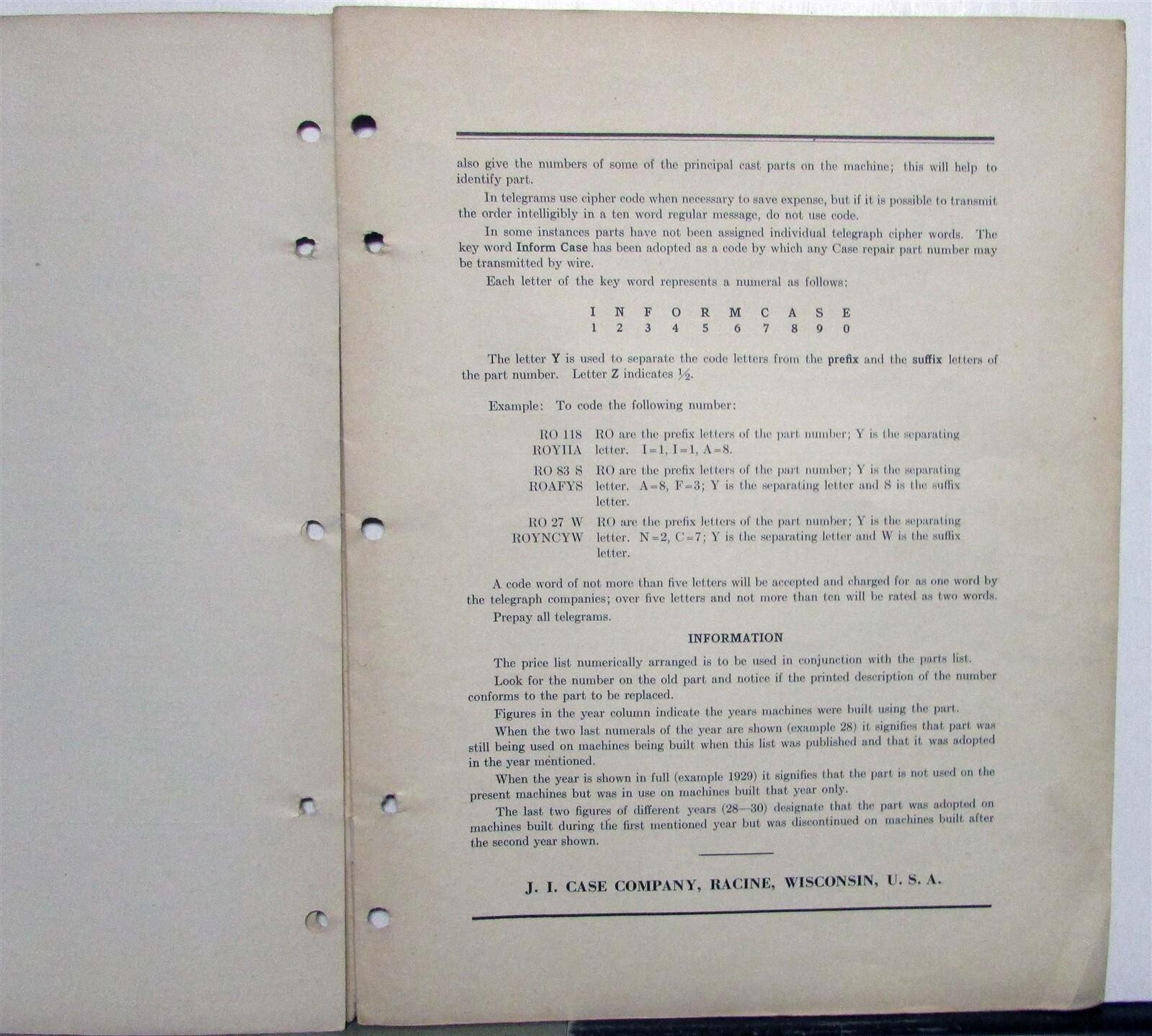 1936 Case Clod Crusher & Mulcher Specs Farming Construction Repair Parts List