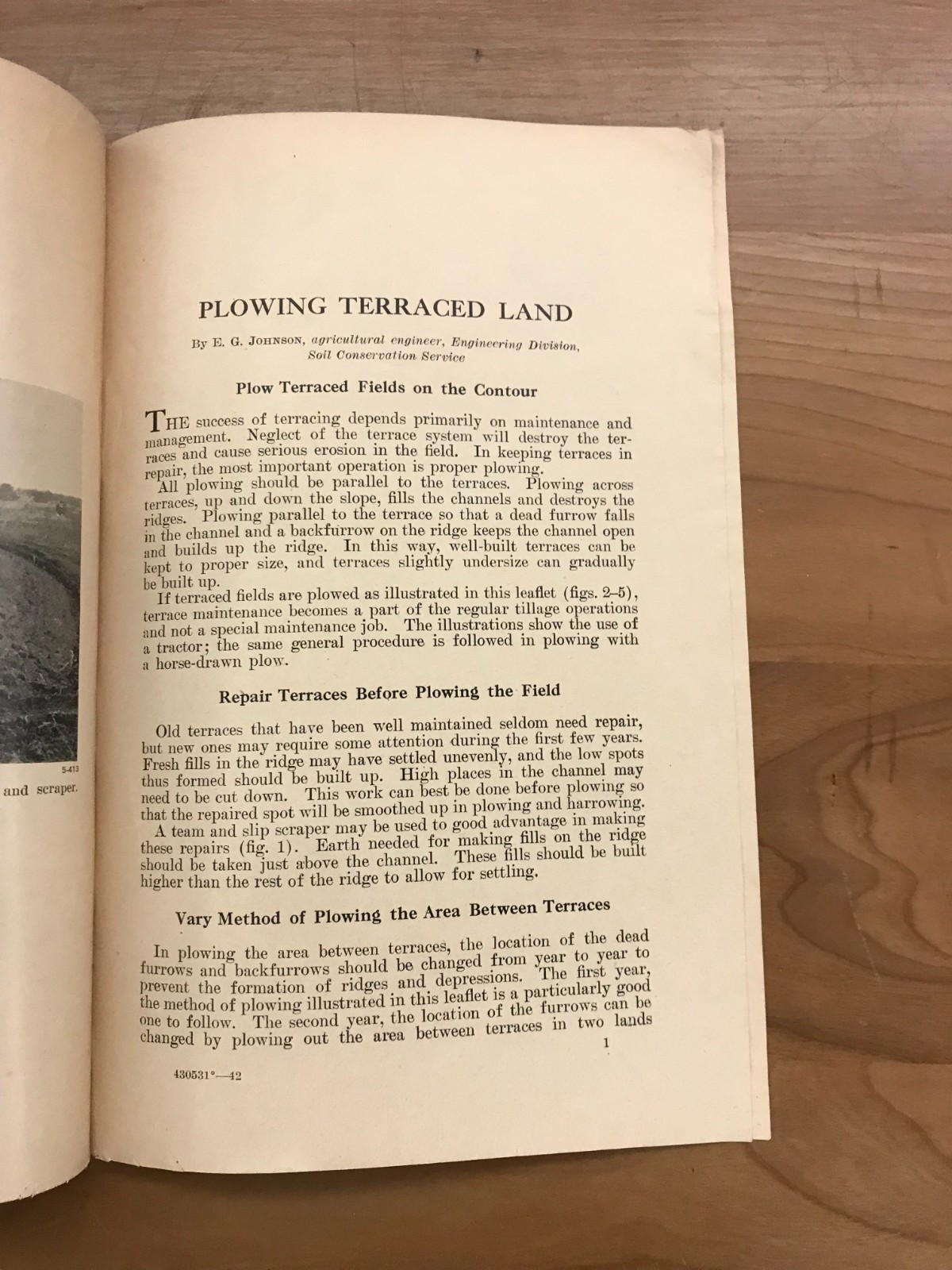 1942 Plowing Terraced Land by US Dept. of Agriculture Leaflet #214