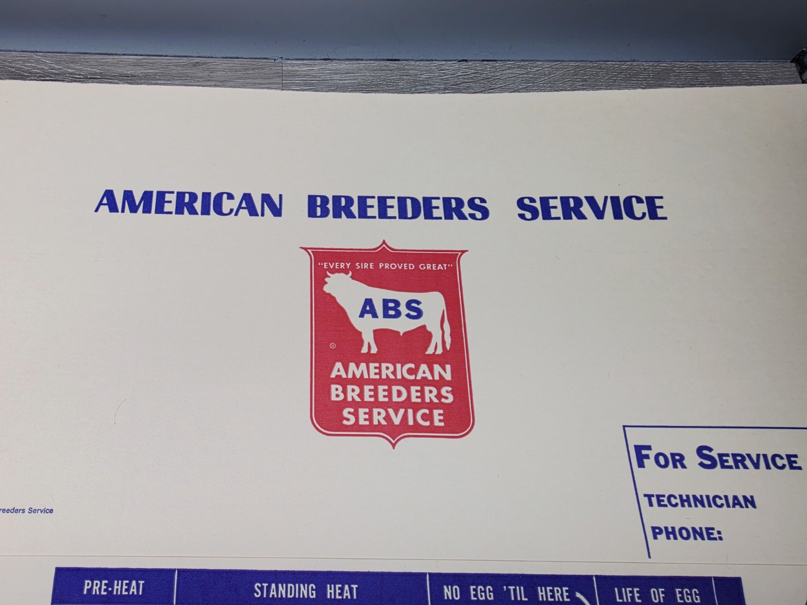 Rare 1957 American Breeders Service Folder Cow Breeding Schedule NOS Advert