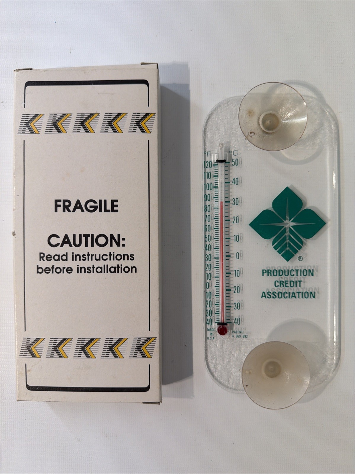 Vintage NOS Morco Scenic Clear Window Thermometer PRODUCTION CREDIT ASSOCIATION