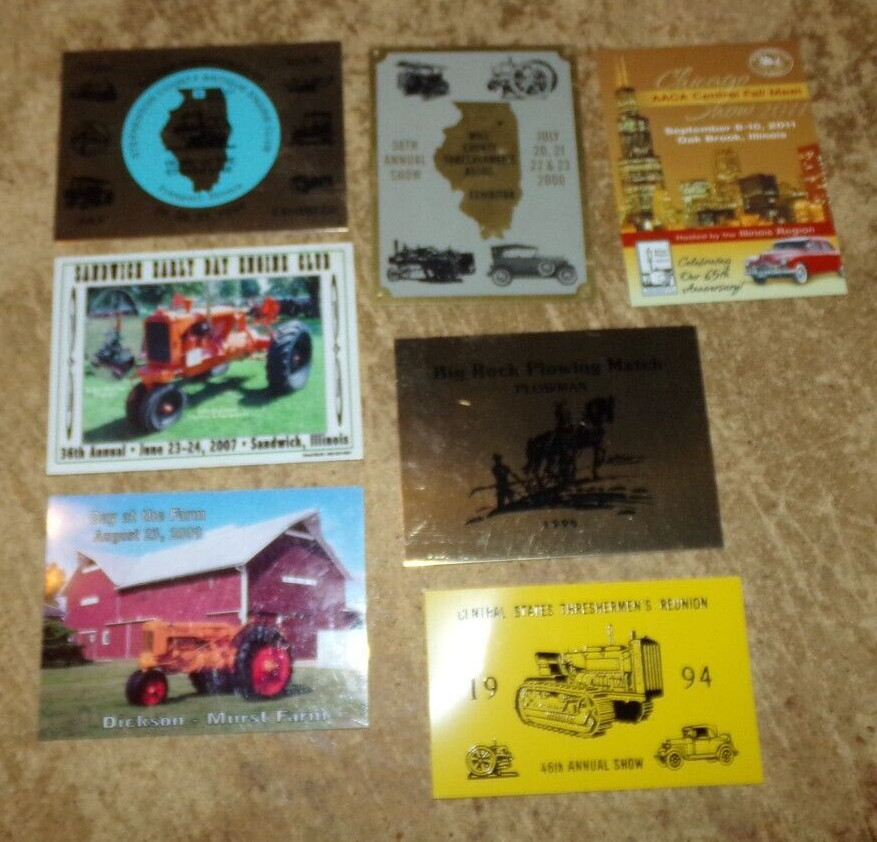 7-lot 3&Prime;x4&Prime;assorted equipment show exhibitor plaques in nice shape used