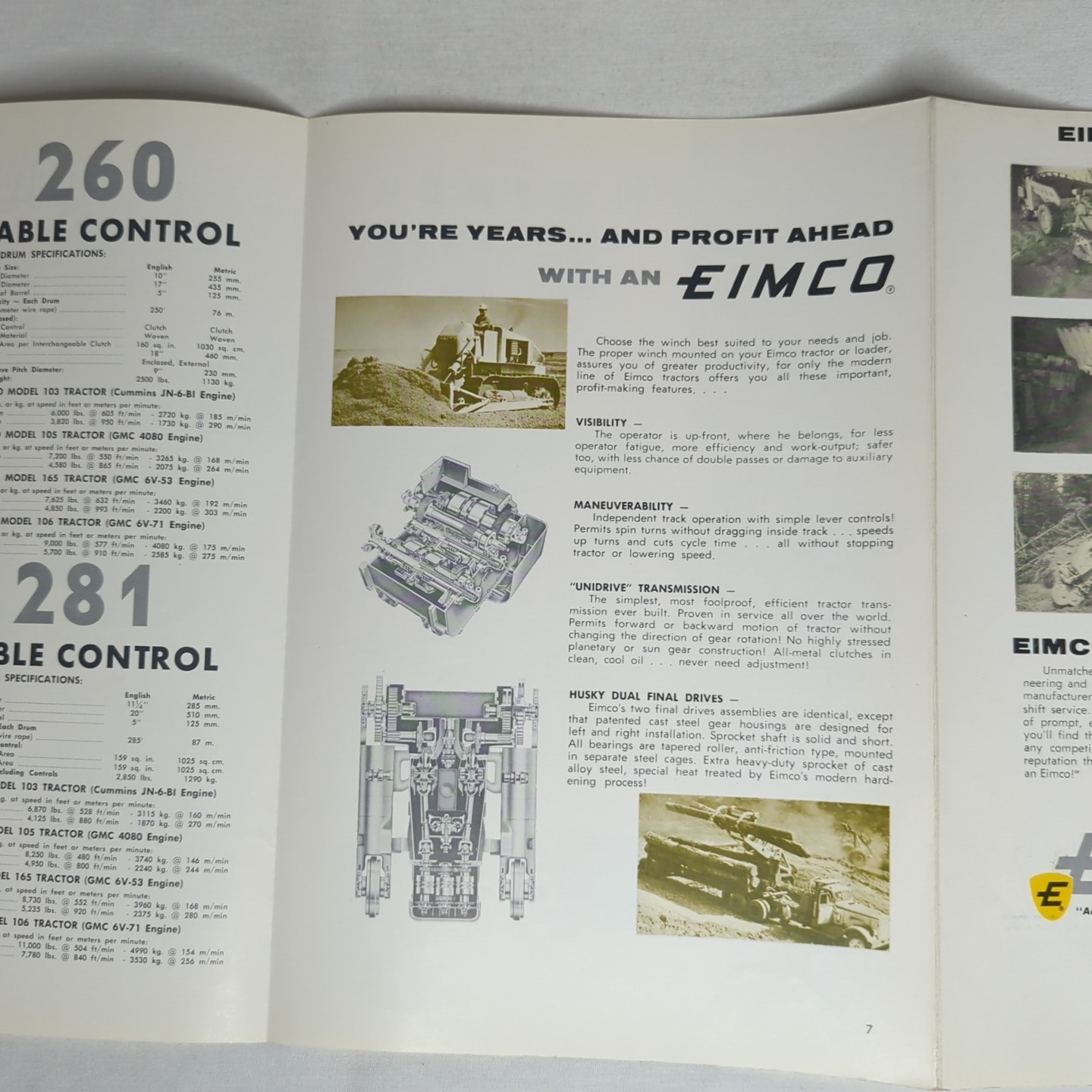 WINCHES & CABLE CONTROL UNITS FOR EIMCO CRAWLERS Brochure 1962