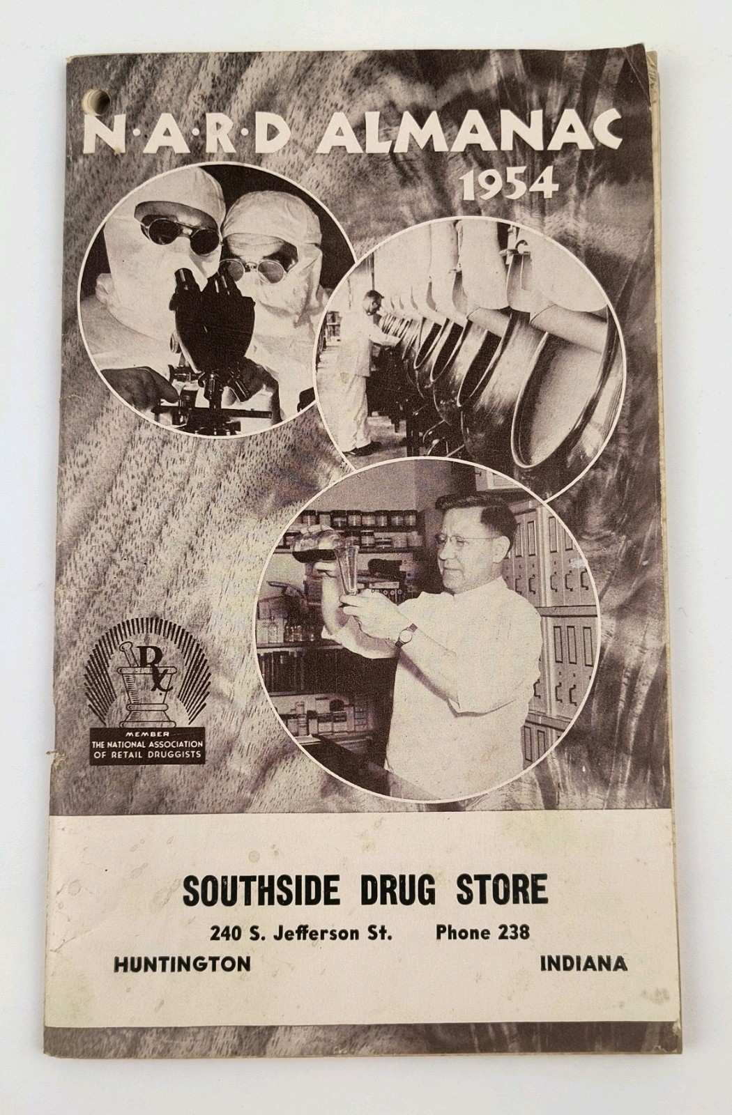 NARD Almanac Nat Druggist 1954 RX Southside Drug Store Huntington IN Indiana L2
