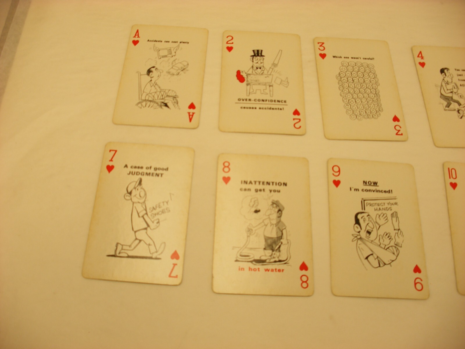 Vintage A.O. Smith Safety Record Comic Playing Cards – missing 3 of clubs
