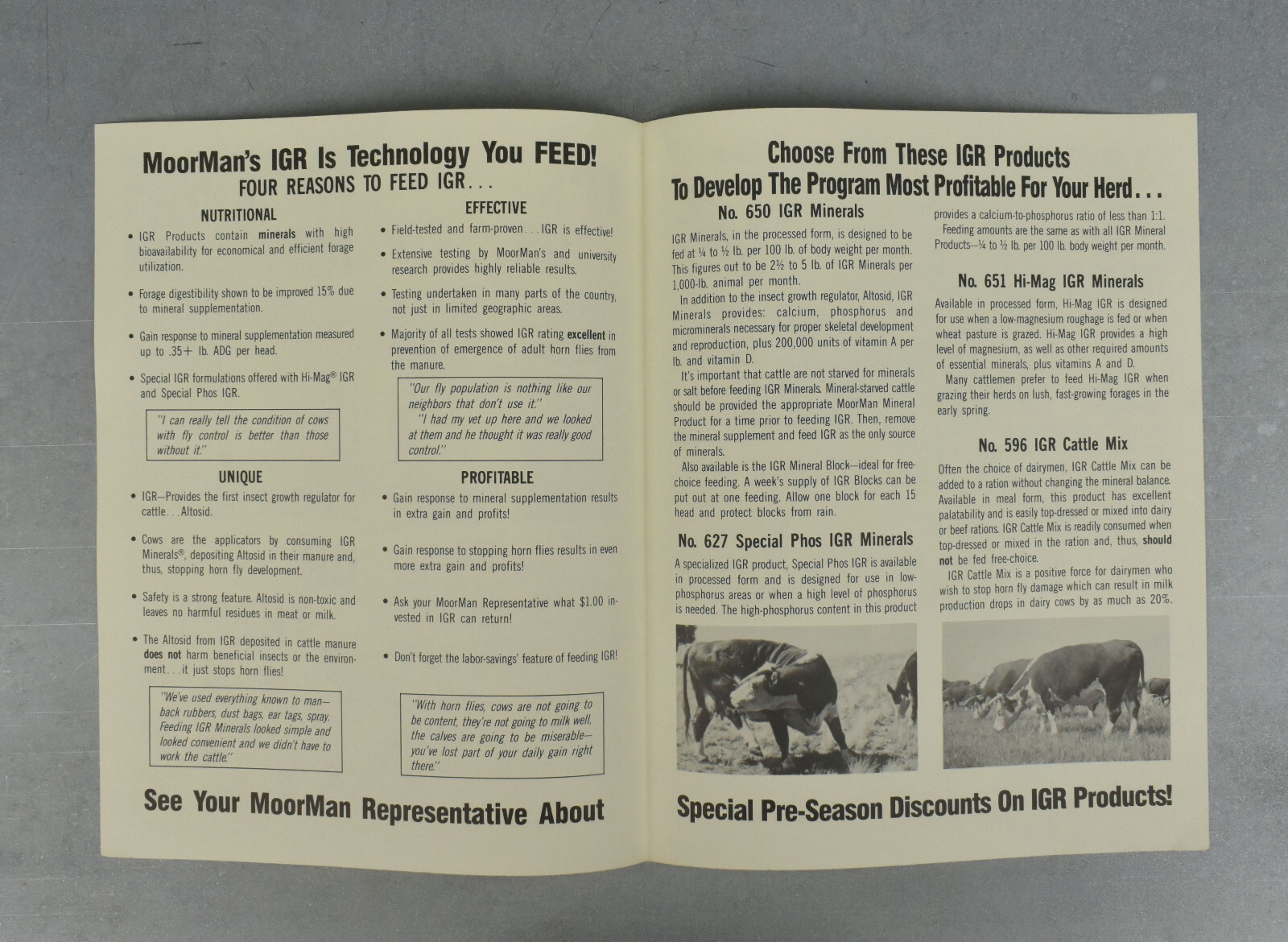 Vintage MoorMan&rsquo;s IGR Products Advertising Brochure Paper Ephemera 1990