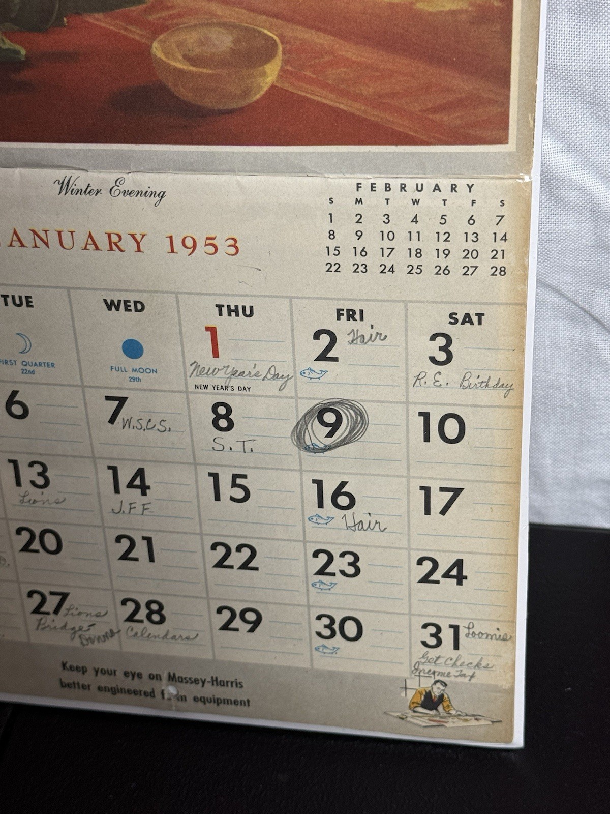 Vintage Lot Rare Massey Harris Vintage Farm Calendars- 1953 1955 1956- On Boards