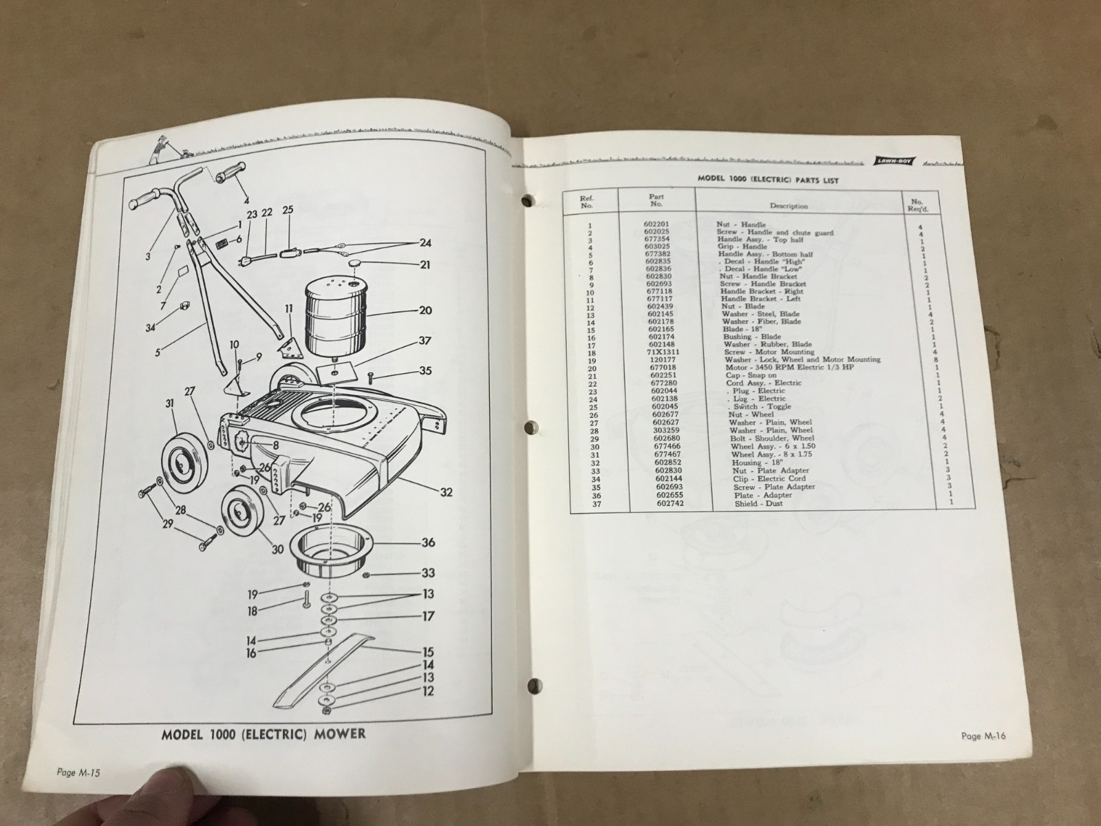 Vintage Lawn Boy Illustrated Parts List – Mowers & Engines – 1957