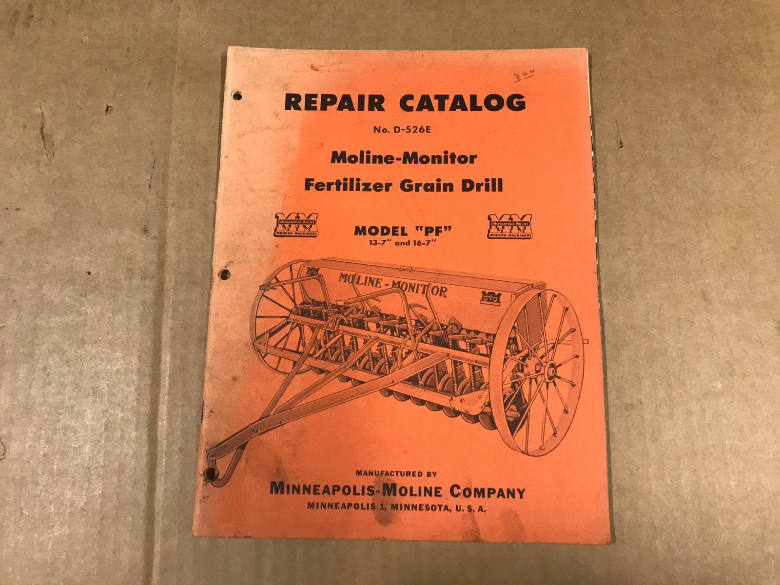 Vintage Moline-Monitor Fertilizer Grain Drill – Model PF – Repair Catalog