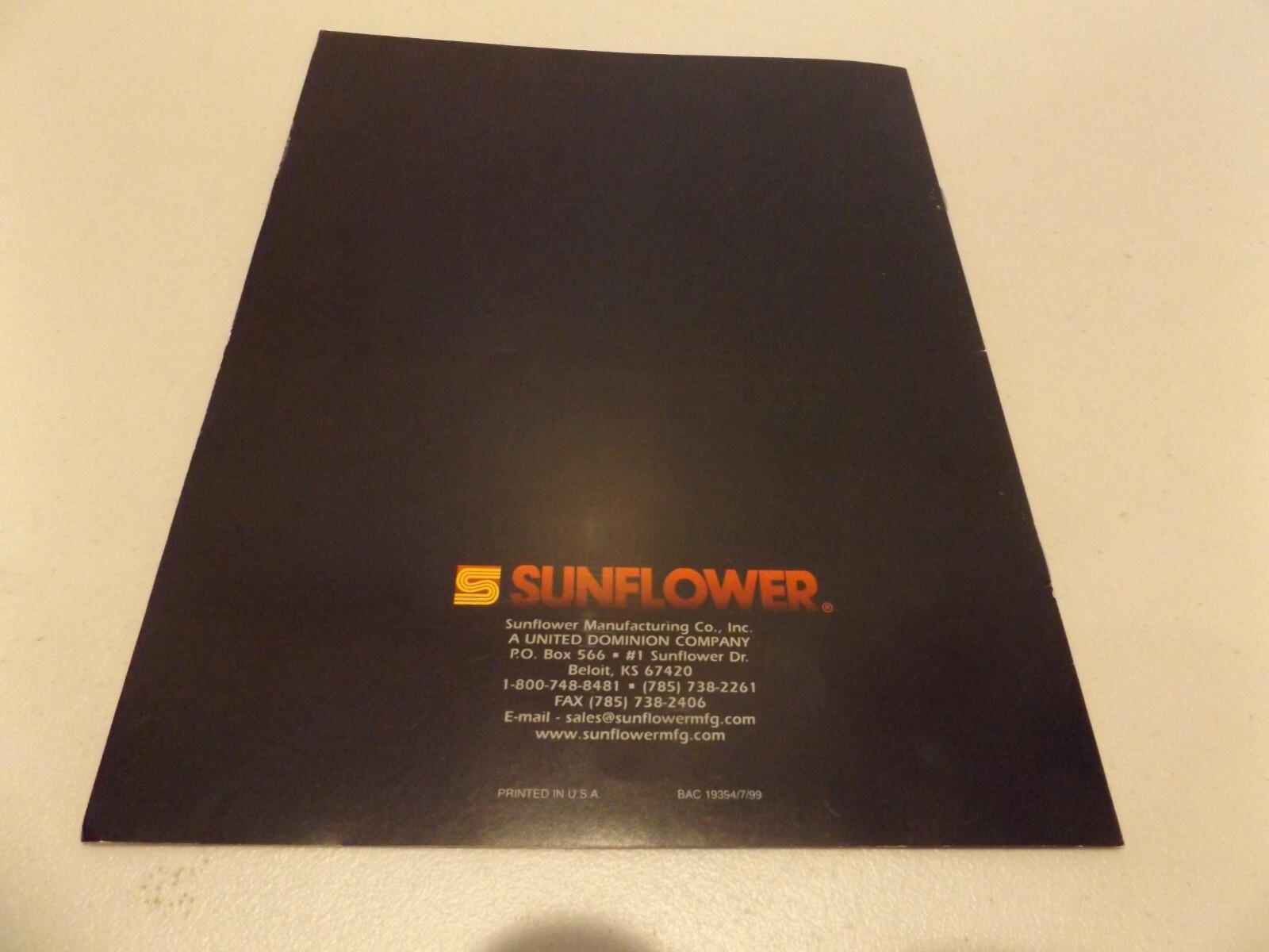 SUNFLOWER COULTER CHISELS SERIES 4200, LIT # BAC 19394 7/99