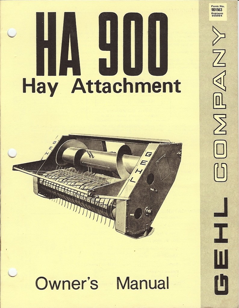 Farm Manual – Gehl – HA 900 – Hay Attachment – Owner&rsquo;s – 75 (FM142)