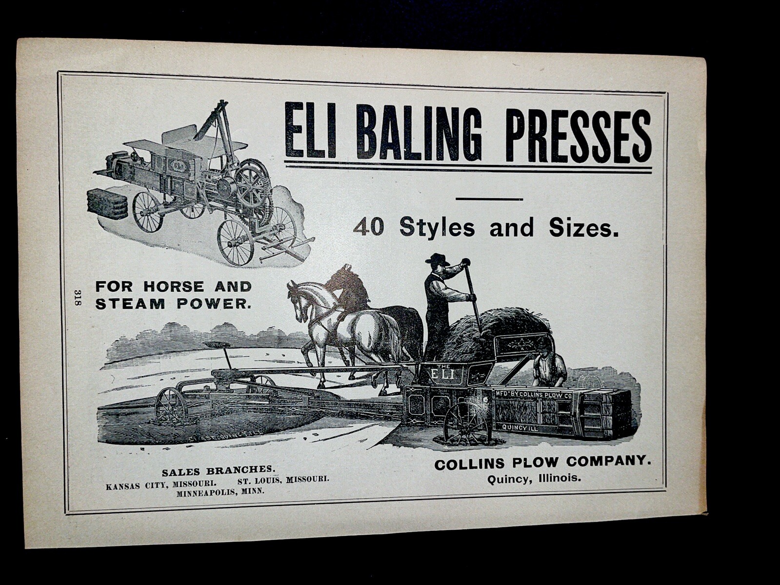 ORIGINAL 1907 Eli Baling Presses Farm Implement Advertising