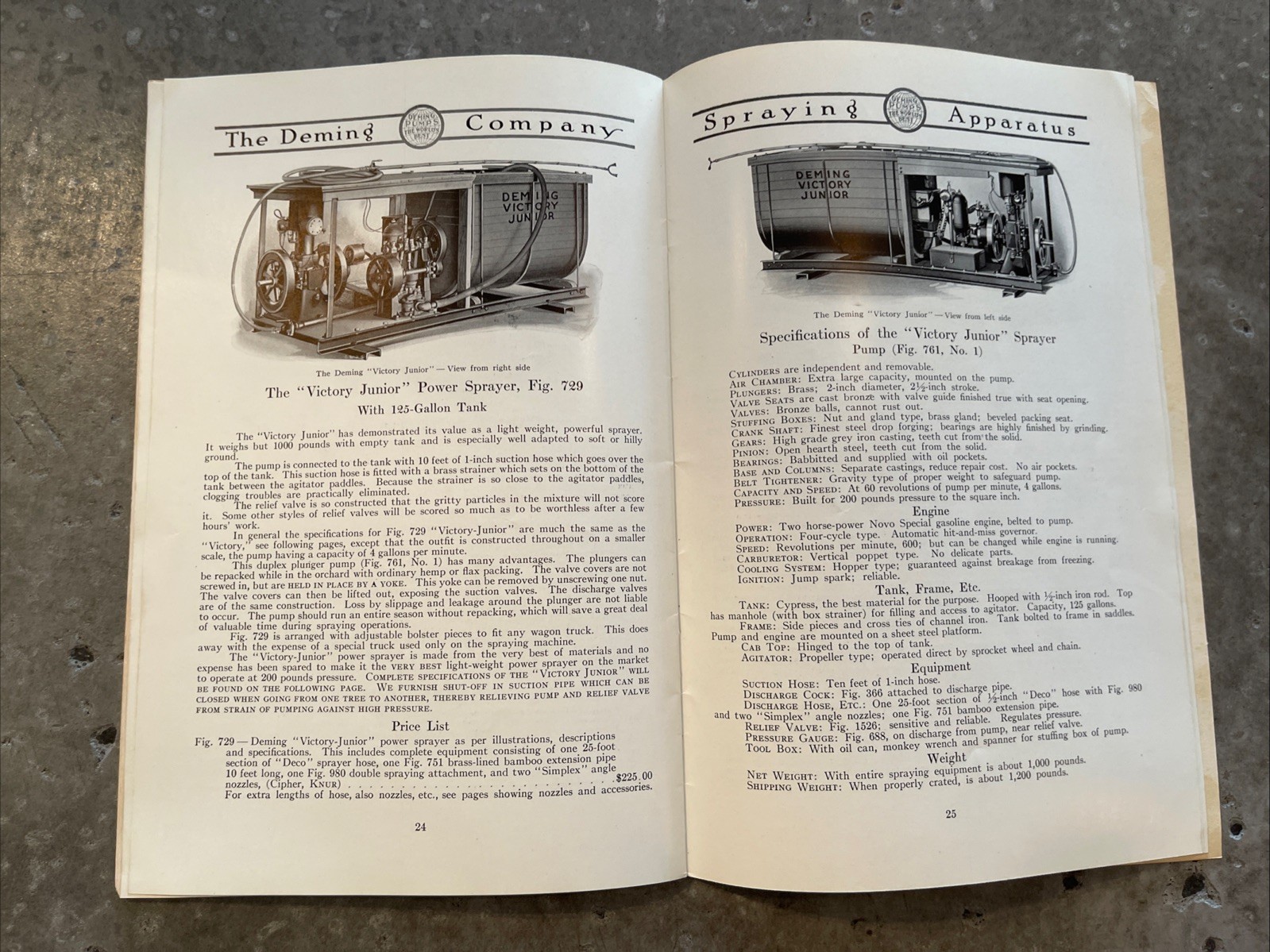 1916 Deming Spray Pump Catalog Orchard Vineyard Signed WP Dallett Letter