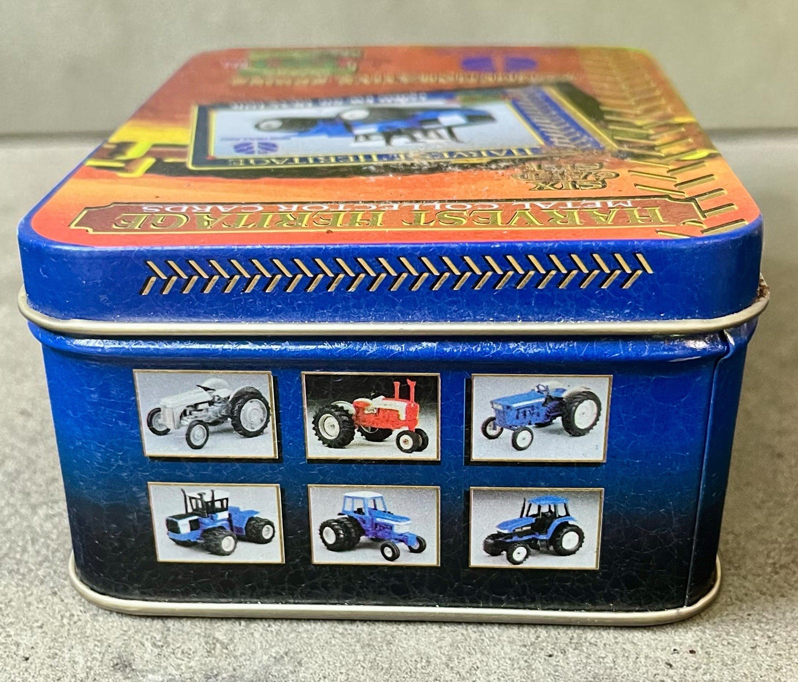 1995, ERTL 50th Ann., Harvest Heritage 6 Collector Cards In Tin New Holland NIOB