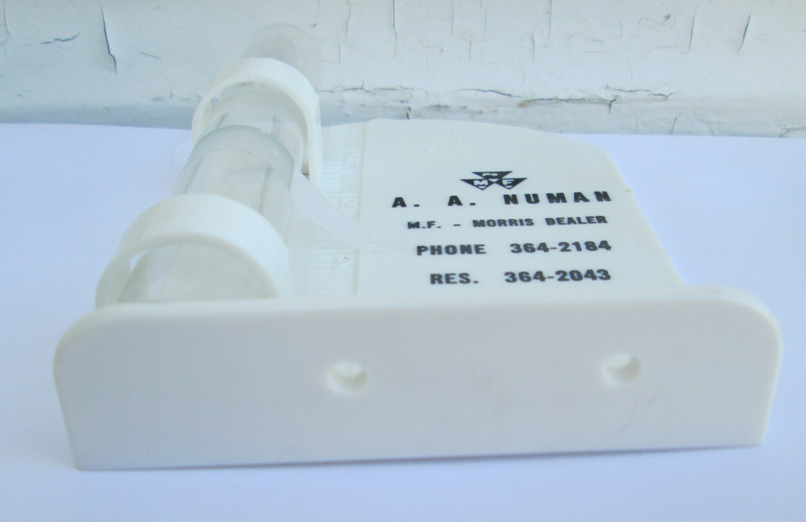 VINTAGE RAIN GAUGE ADVERTISING WHITE MASSEY FERGUSON MORRIS DEALER JANSEN SASK