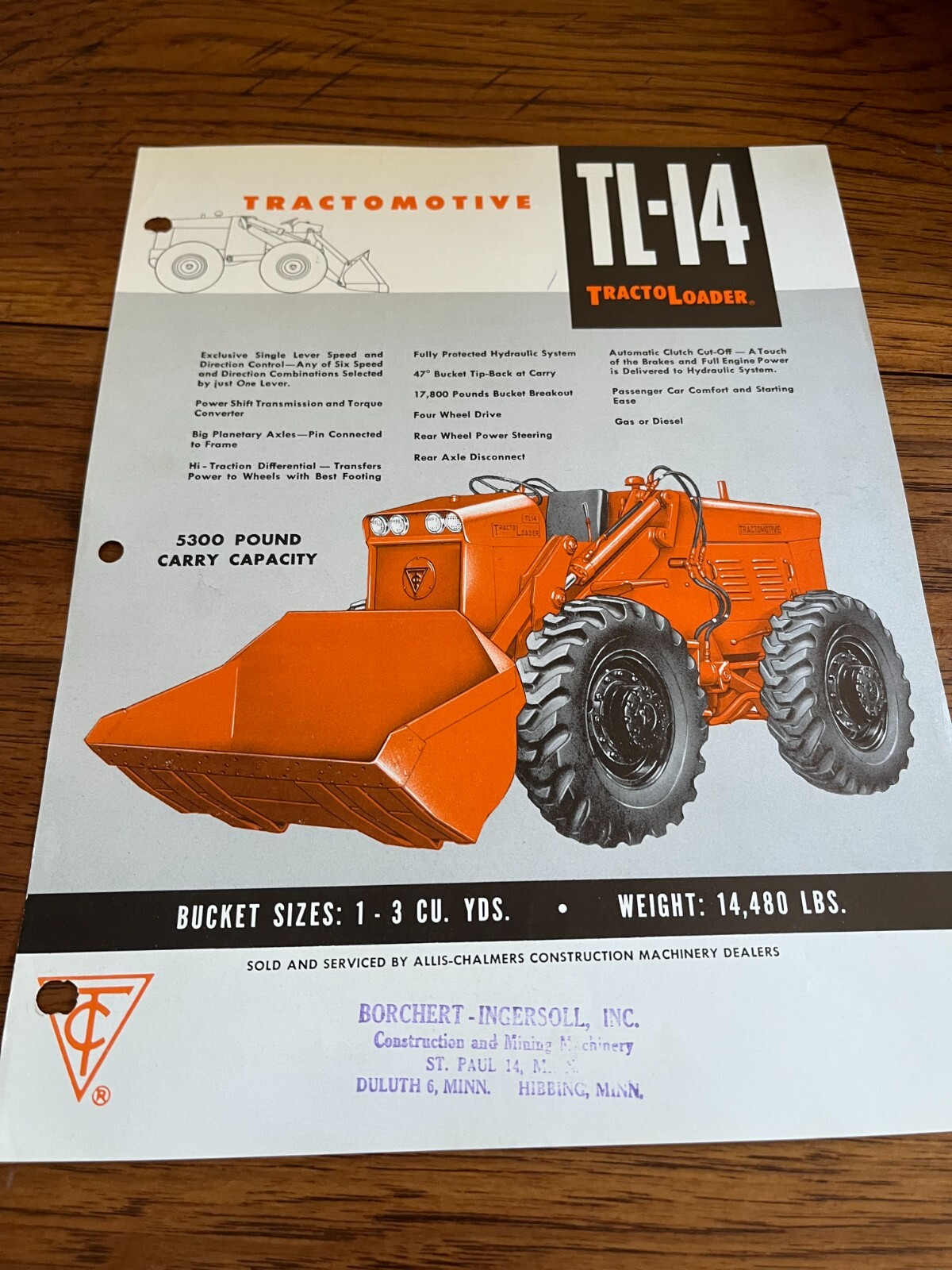 Allis Chalmers TL-14 Wheel Loader Brochure AMIL22
