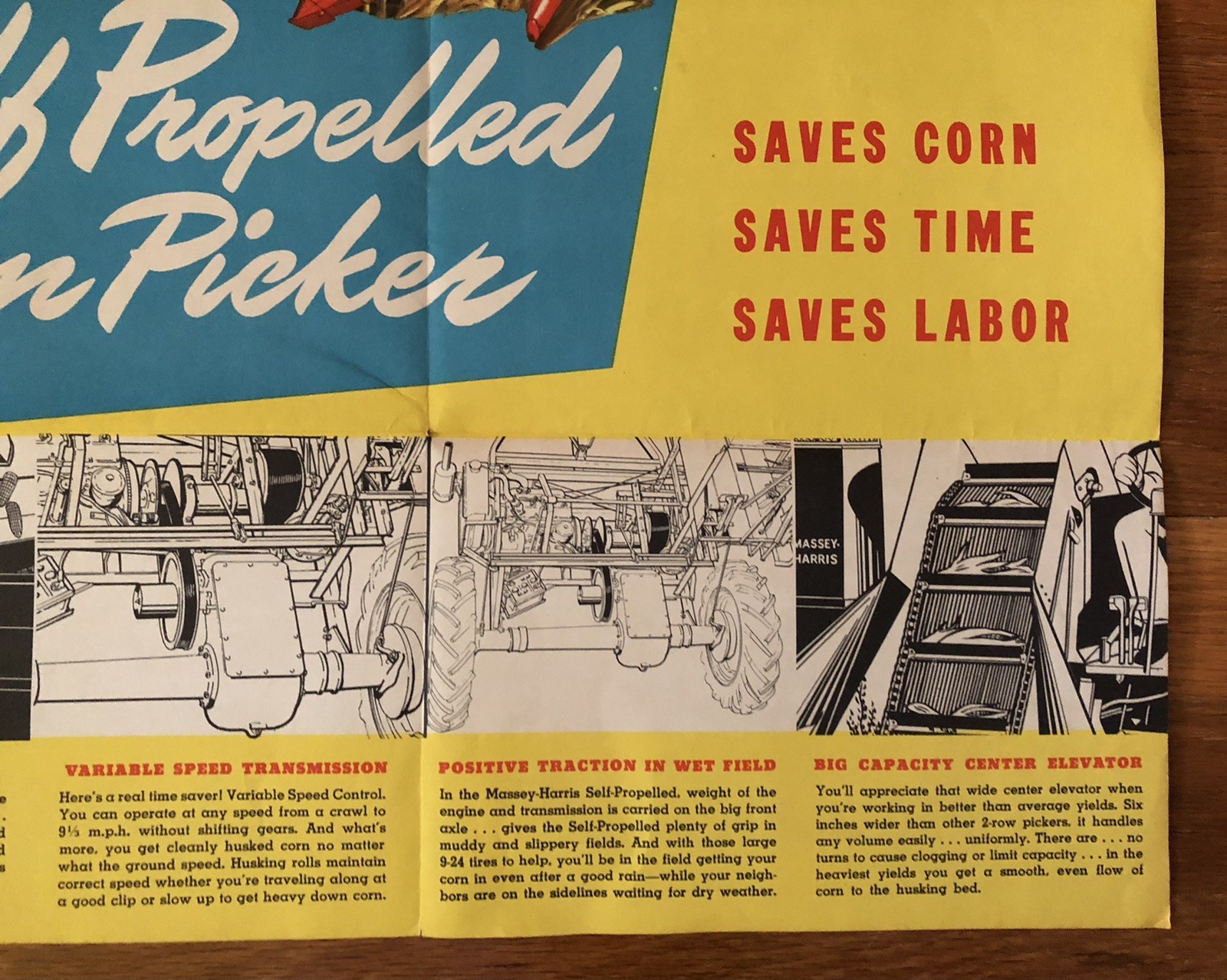 Vintage Massey Harris Self Propelled Corn Picker Dealer Brochure Poster
