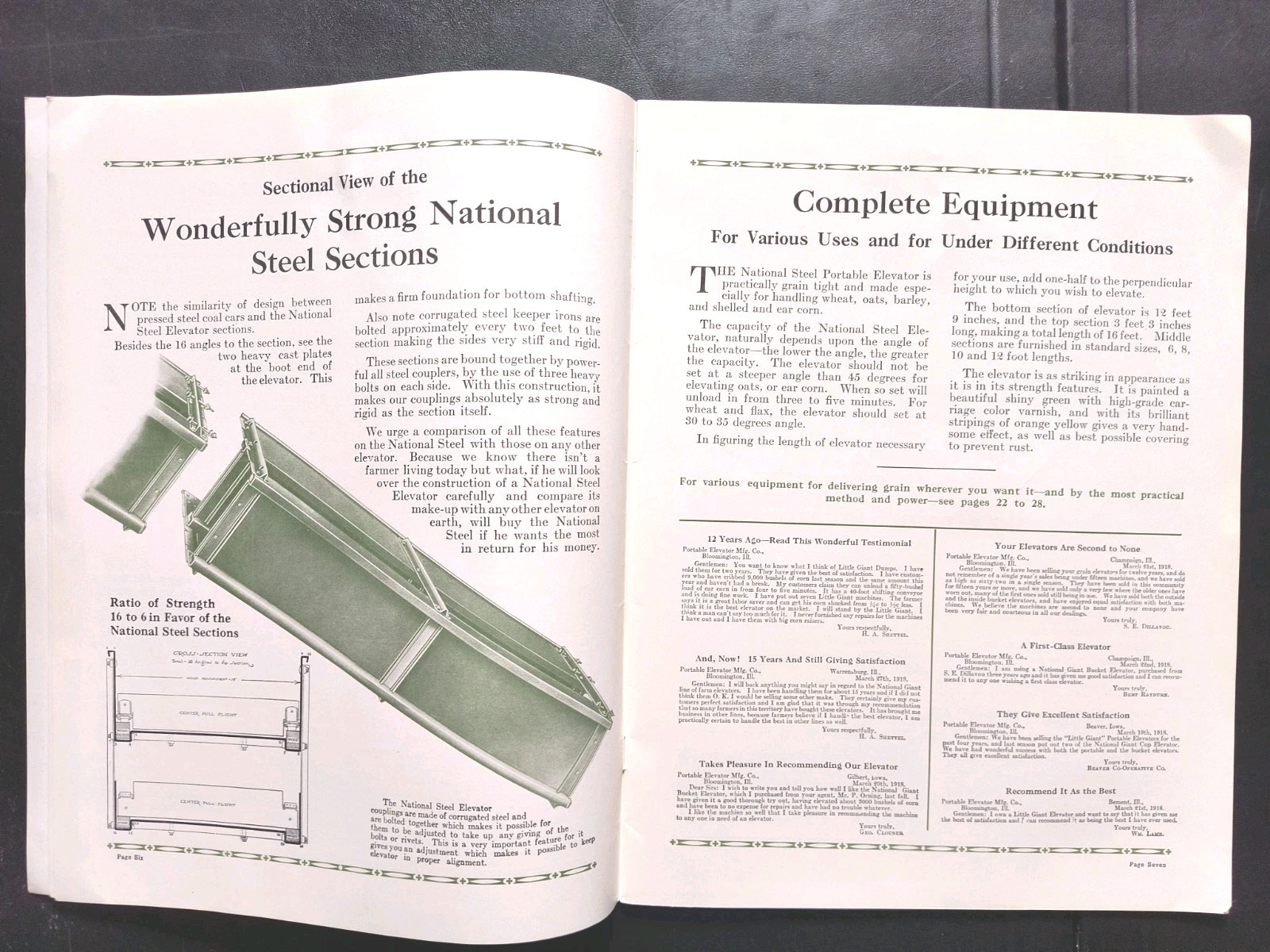1921 National Giant Sales Brochure. Portable Elevator Mfg Farm Advertising IL