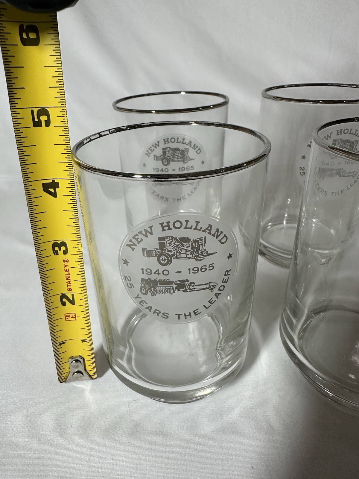 Vintage 1965 Sperry New Holland 25 Years The Leader Anniv. Glass ‘40-65 Set Of 8