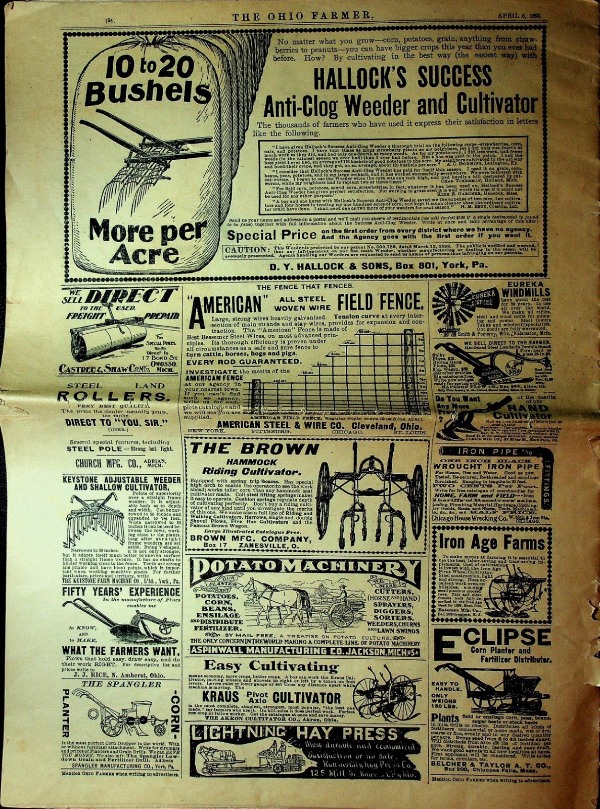 TWO OHIO FARMER 1899 & 1934 PAPERS – E17-H