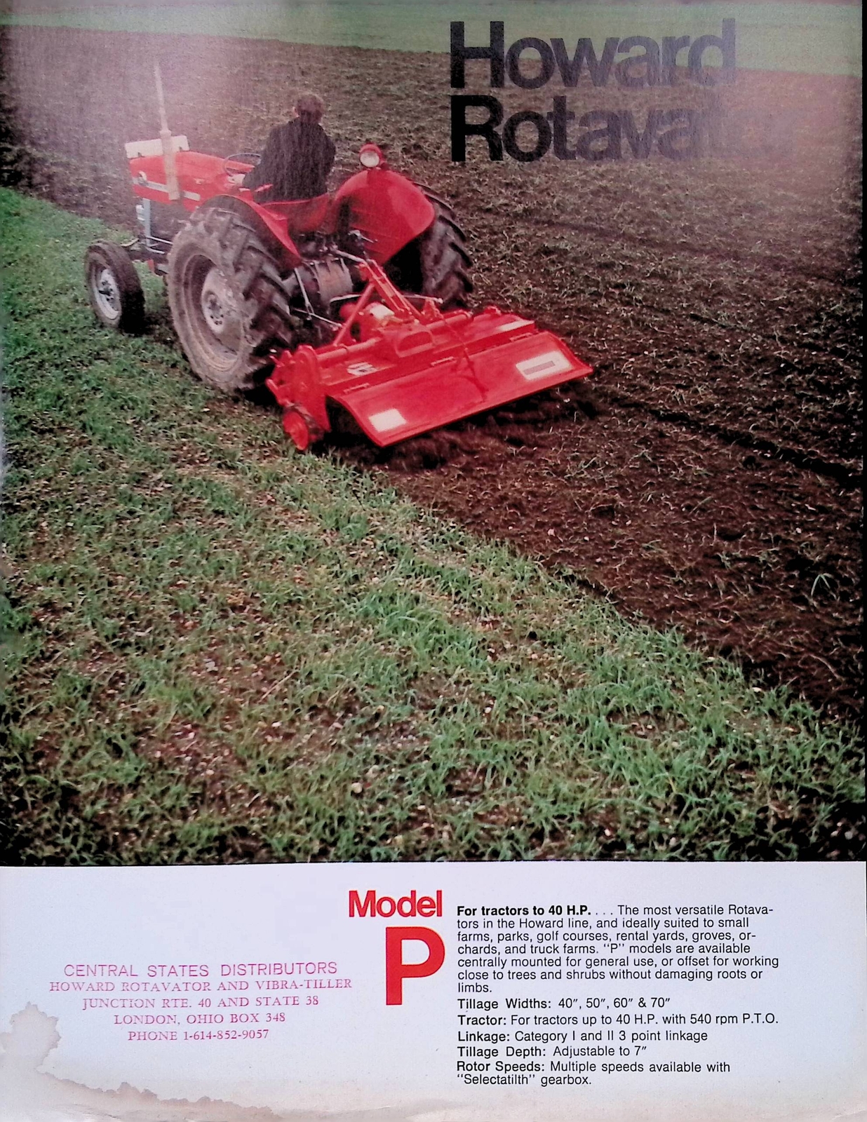 Vintage Farm Advertisement Spec Sheet Powerful Rotavators for Efficient Tillage