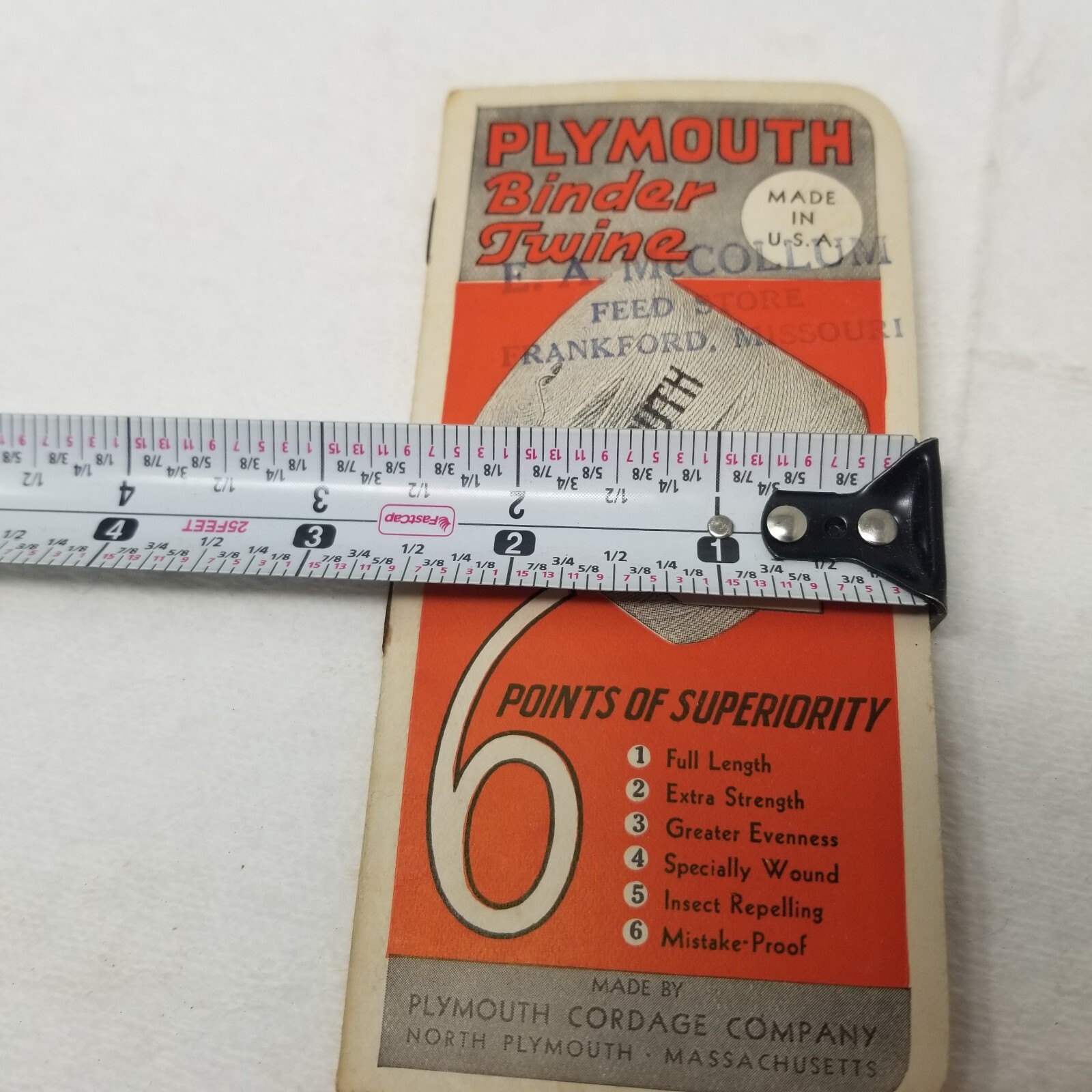 Plymouth Binder Twine Pocket Notebook 1938 Plymouth Cordage Co No. Plymouth Mass
