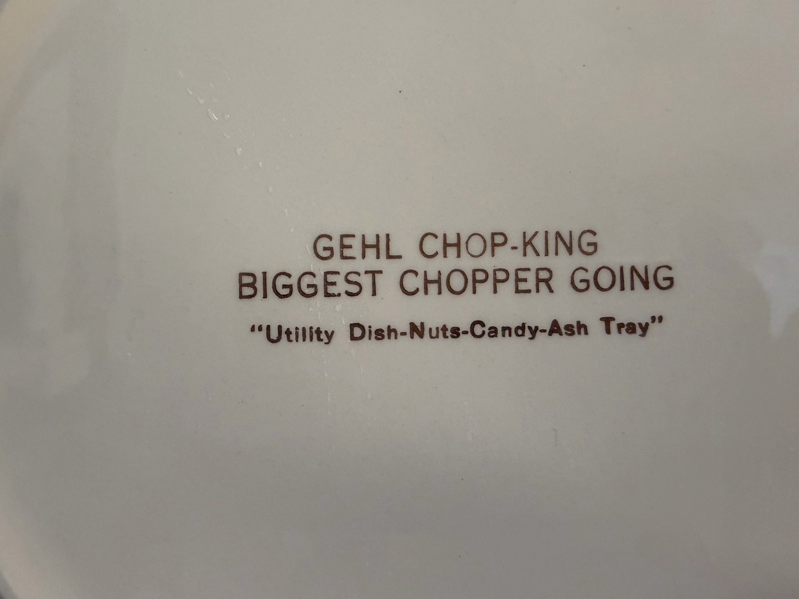 RARE Vtg GEHL Chop-King HAYBINE Ceramic Utility DISH~Nuts~Candy~Ash Tray Farming