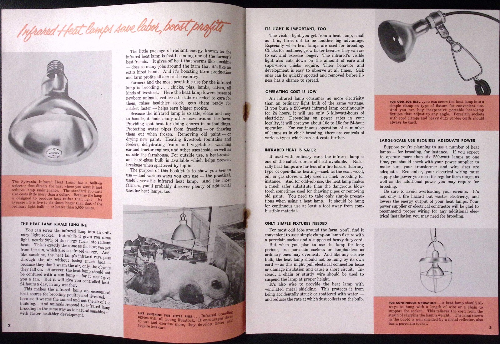 1960s Sylvania Lampa Infrared Heat on Your Farm for Brooding Brochure