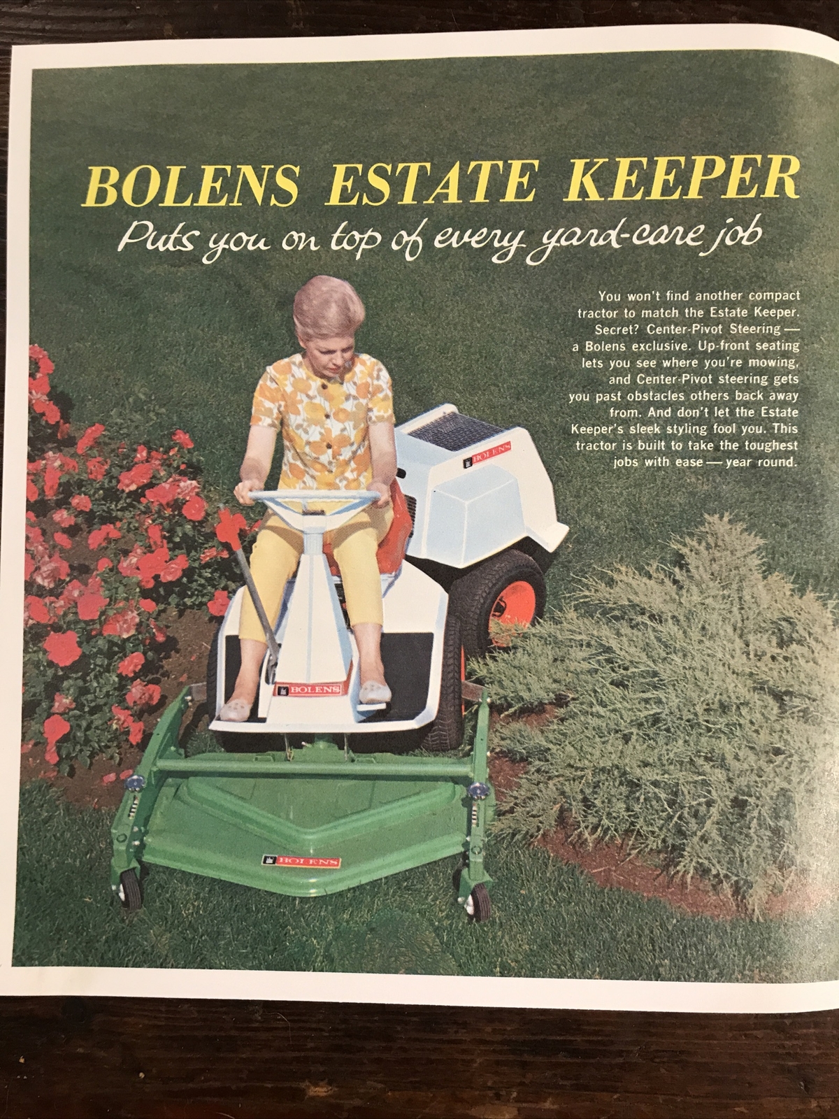 1965 VINTAGE ORIGINAL BOLENS LAWN GARDEN ESTATE KEEPER TRACTOR COLOR BROCHURE