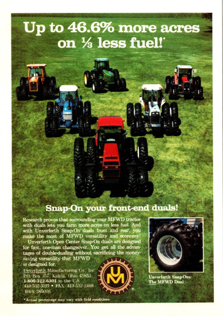 Vintage 1989 Unverferth Dual Wheels Original Print Ad (8in x 5in) Advertisement