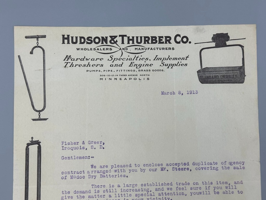 1913 THRESHER ENGINES Supplies FARM Machinery Advertising Letterhead MINNEAPOLIS