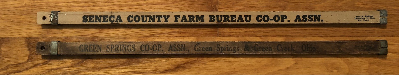Green Springs Green Creek, Ohio OH Seneca County Co-Op Assn. Slide Yardsticks