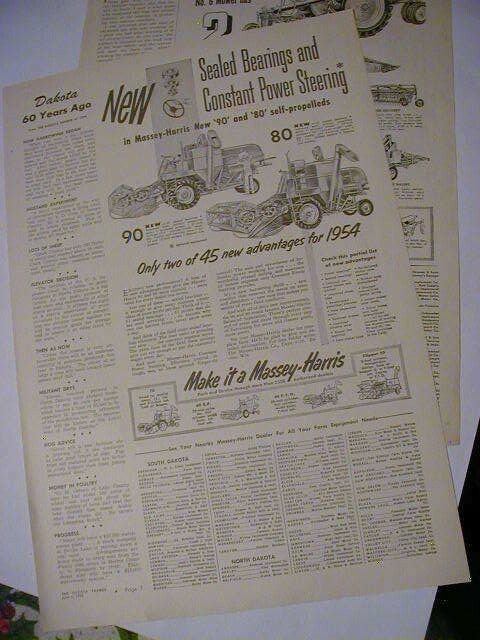 Vintage lot 9 tractor massey harris farm implement magazine print ads 1939-1957