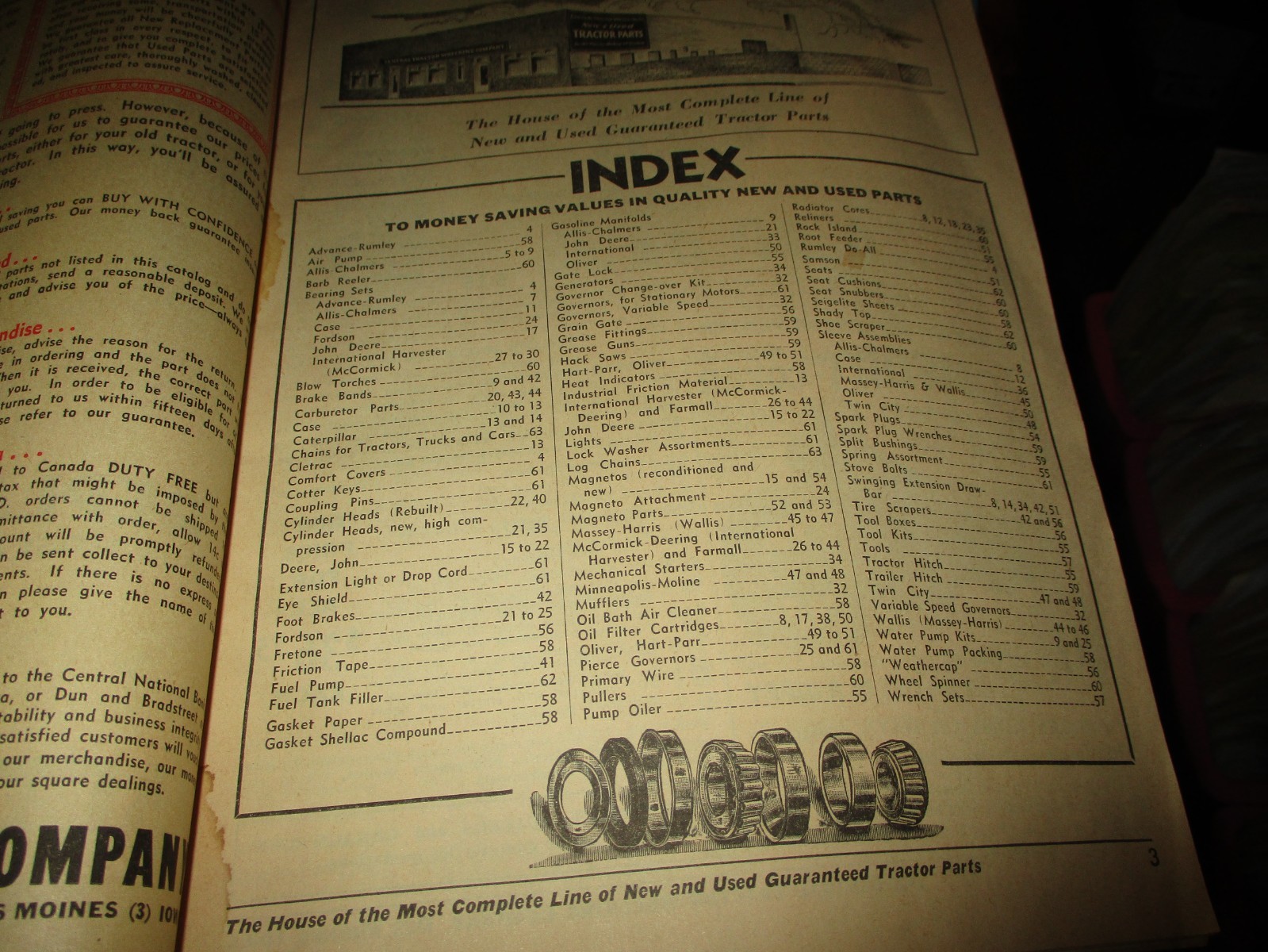 Central Tractor Wrecking Co. Des Moines 3 Iowa 1948 Catalog w/Mailer
