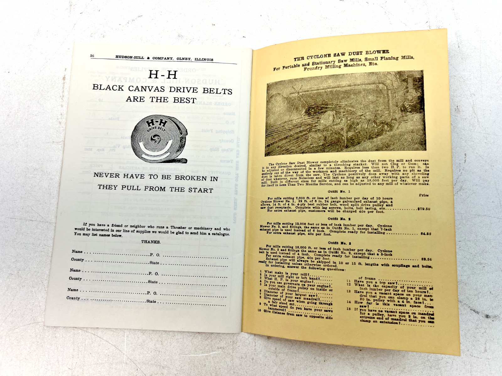 VTG 1938 & 1939 Thresher & Mill Supply Catalogue – Hudson-Hill & Co. – Olney, IL