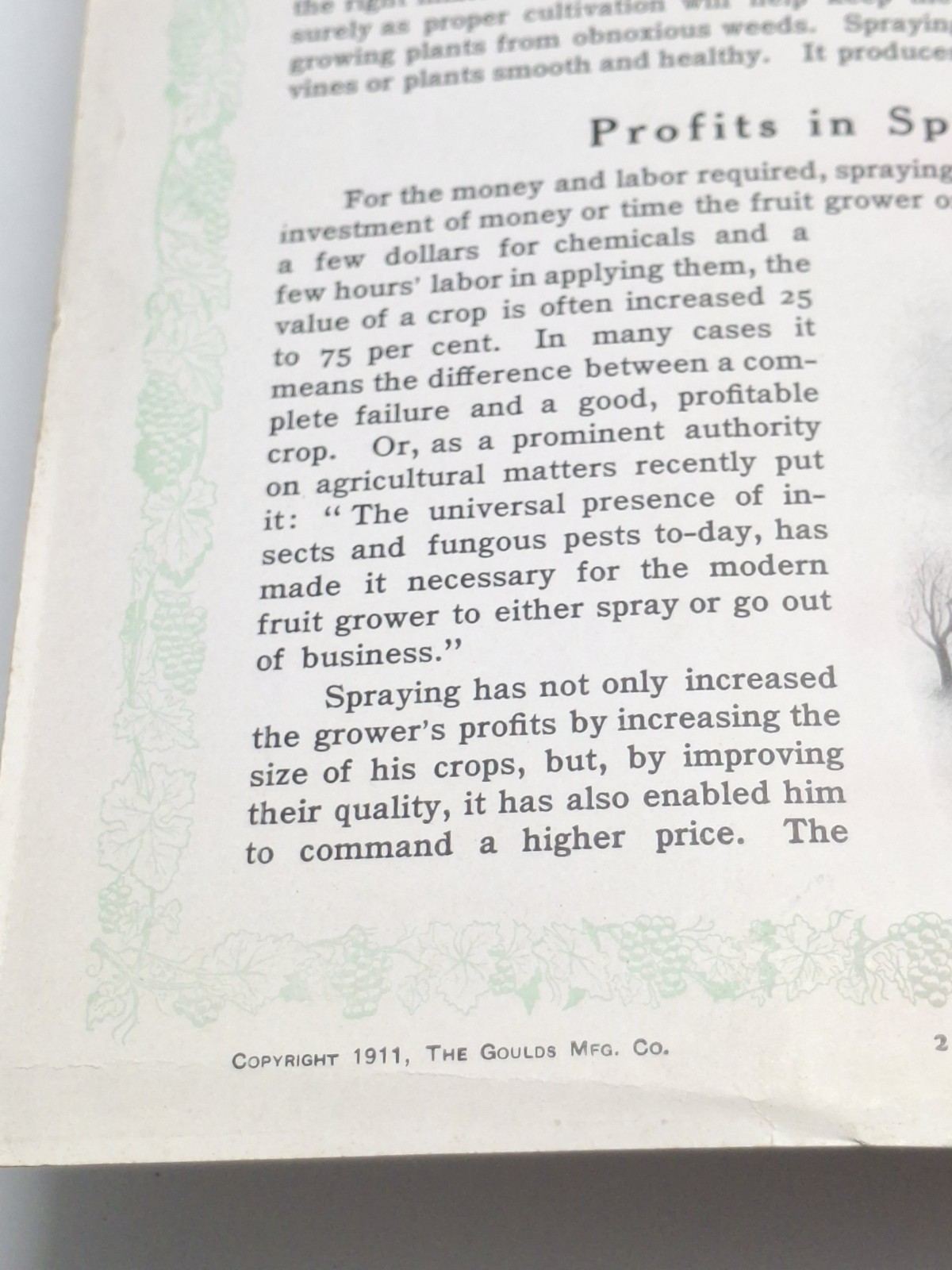 Goulds Manufacturing Catalog How To Spray When & Which To Seneca Falls NY 1911