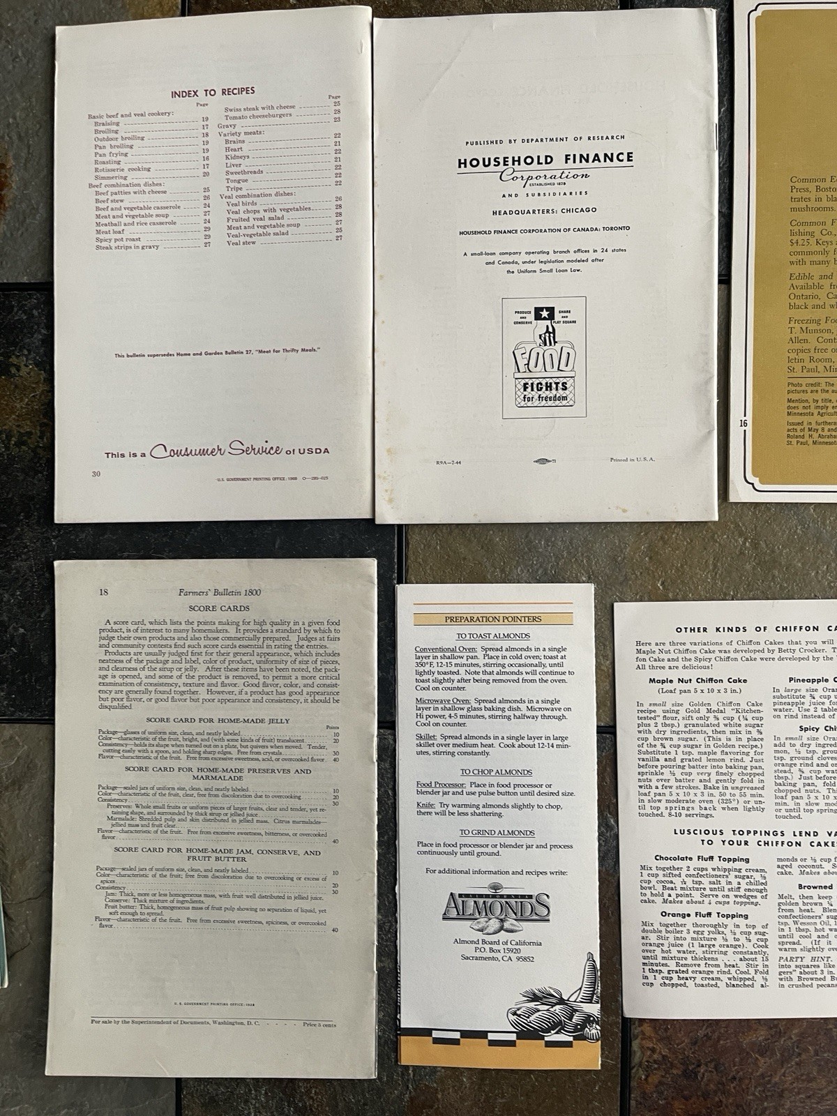 Vintage Veggies And Bulletin, Meat Cooking Nutrition Pamphlets 1970s Cooking