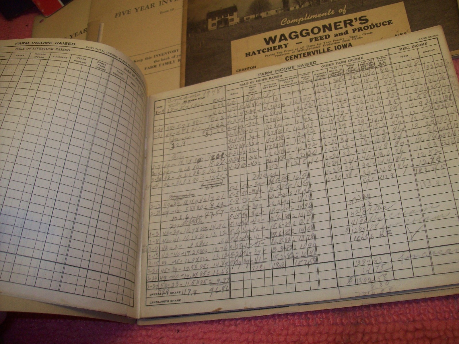 Vintage Lot 1940s 1950s 1960s FHA FSA Farm Record Book, Standard Oil, Waggoners