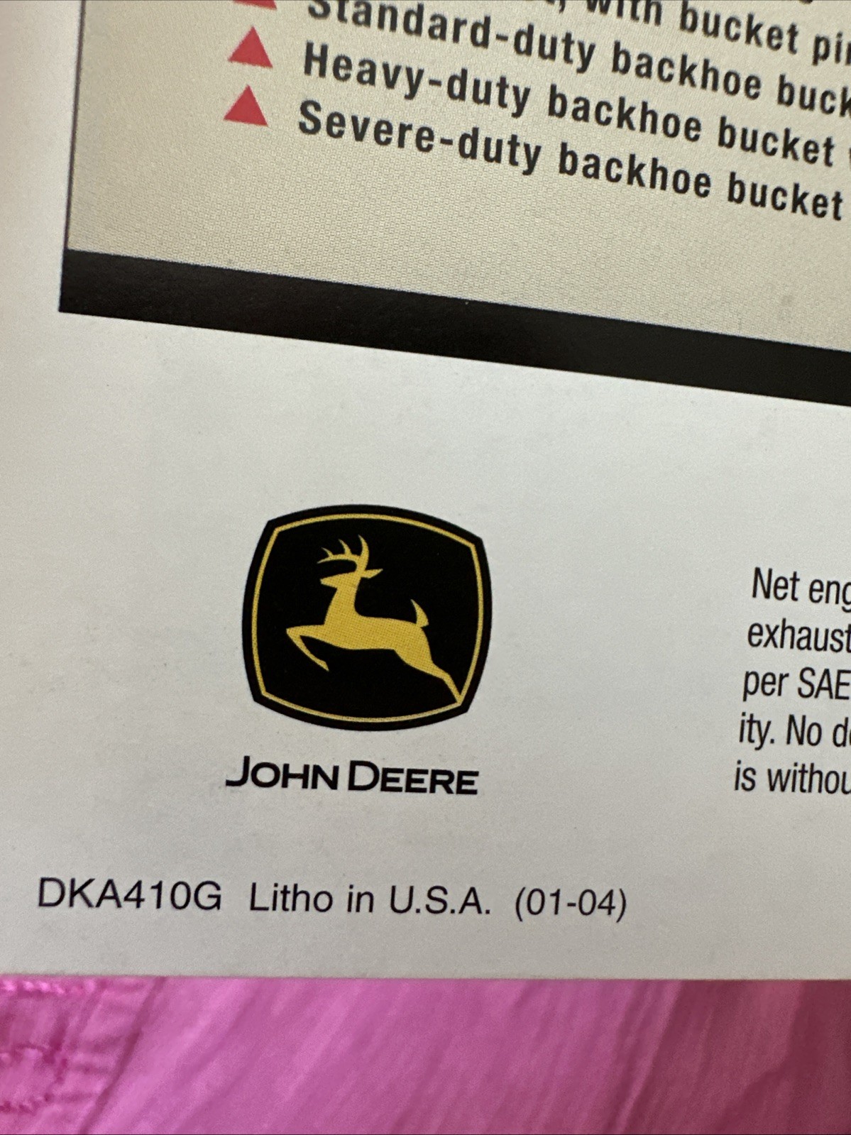 John Deere 410G Backhoe Specifications Construction Sales Brochure 2001