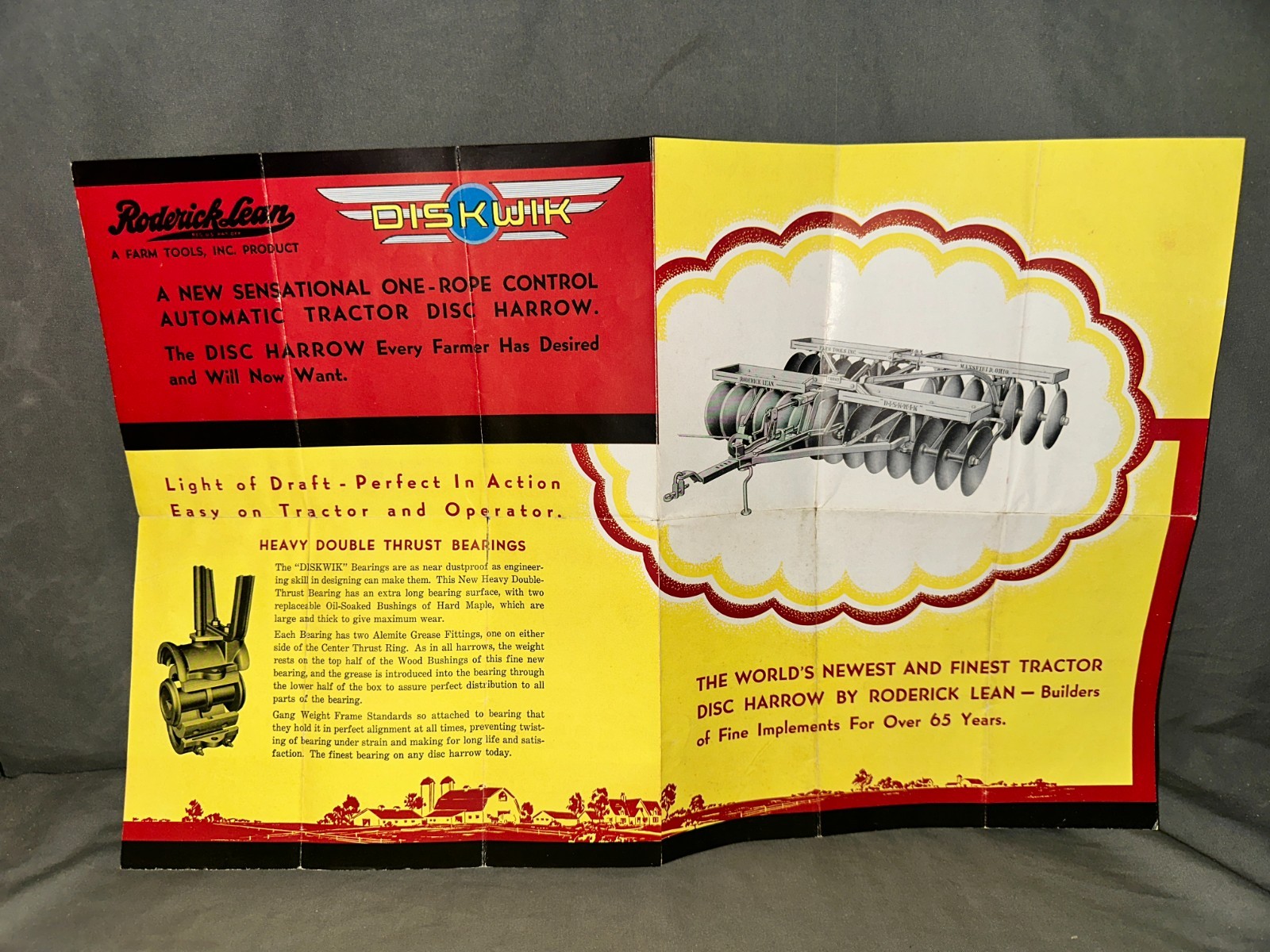 Vintage Roderick Lean Disc Harrow Sales Brochure Pamphlet