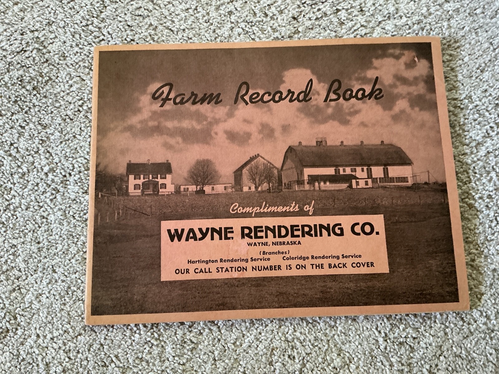 Vtg. 1947 Farm Acct. Record Book – Wayne Rendering Co. Wayne, NE.