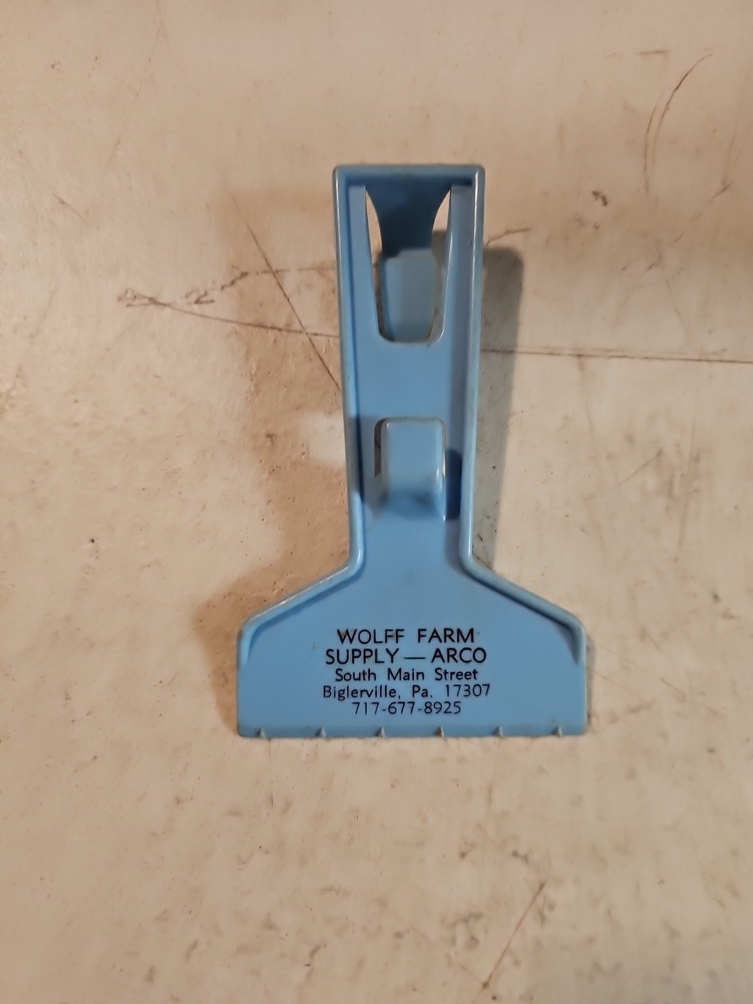Vintage Wolff Farm Supply Plastic Advertising Ice Scraper. Biglerville, PA