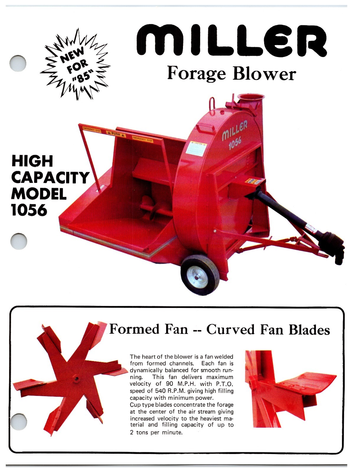 Miller Forage Blower Model 1056 – Original Print Ad Brochure *1980s*