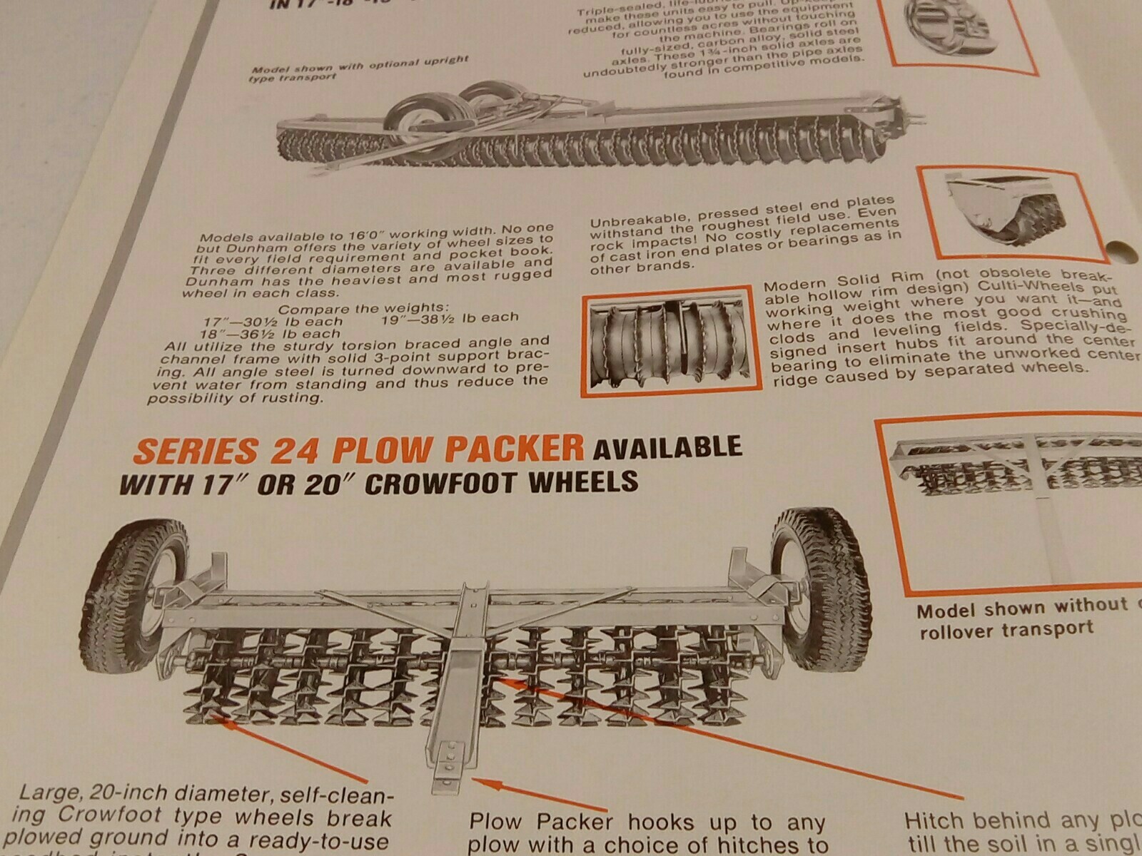 VINTAGE 1974 DUNHAM LEHR CULTI SPROCKET PLOW PACKERS FARM TRACTOR SALES BROCHURE