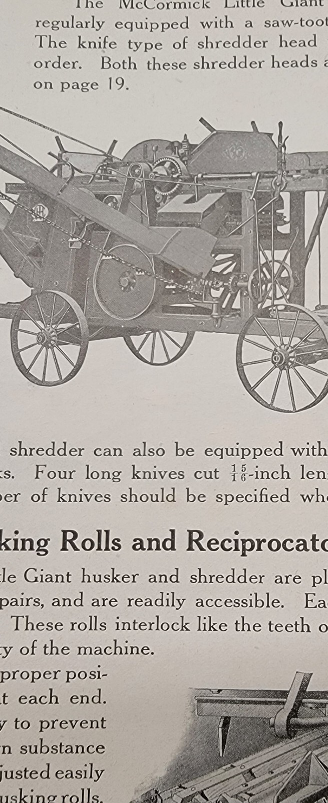 1924 McCormick Corn Machines International Harvester Antique VINTAGE
